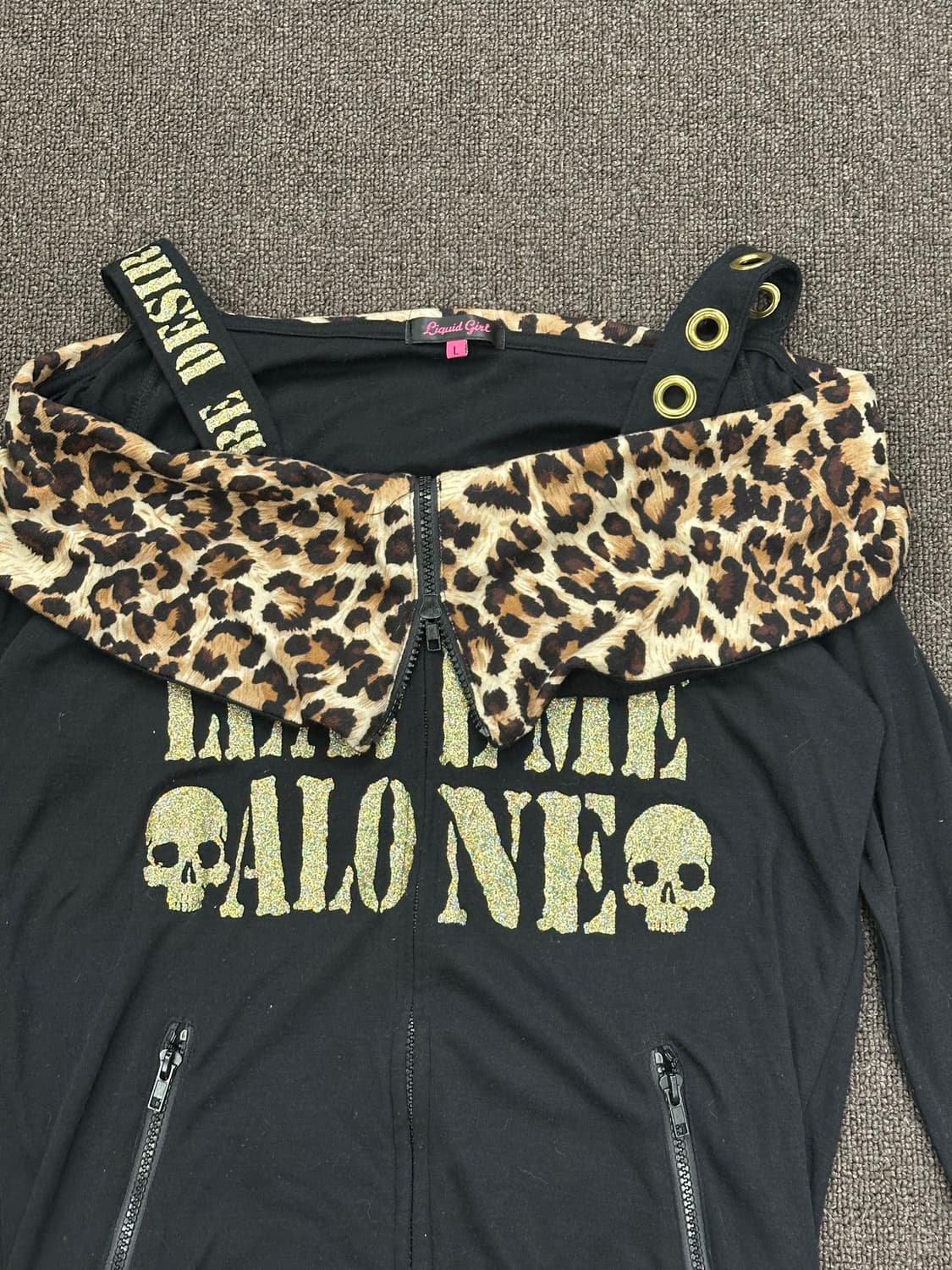 L)Japanese vintage 여성 y2k 레오파드 오프숄더 상품이미지2