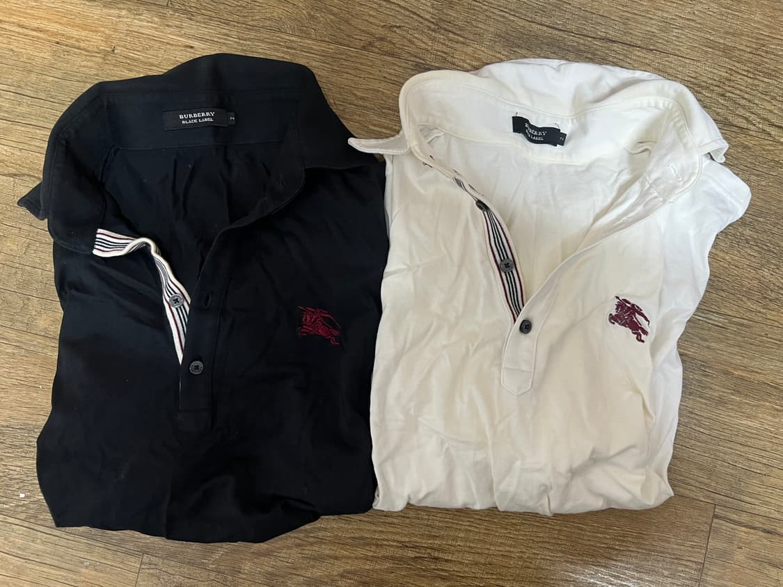 버버리 블랙라벨 카라티 블랙 화이트 2종 일괄 95 M 일본 산요상회 상품이미지1