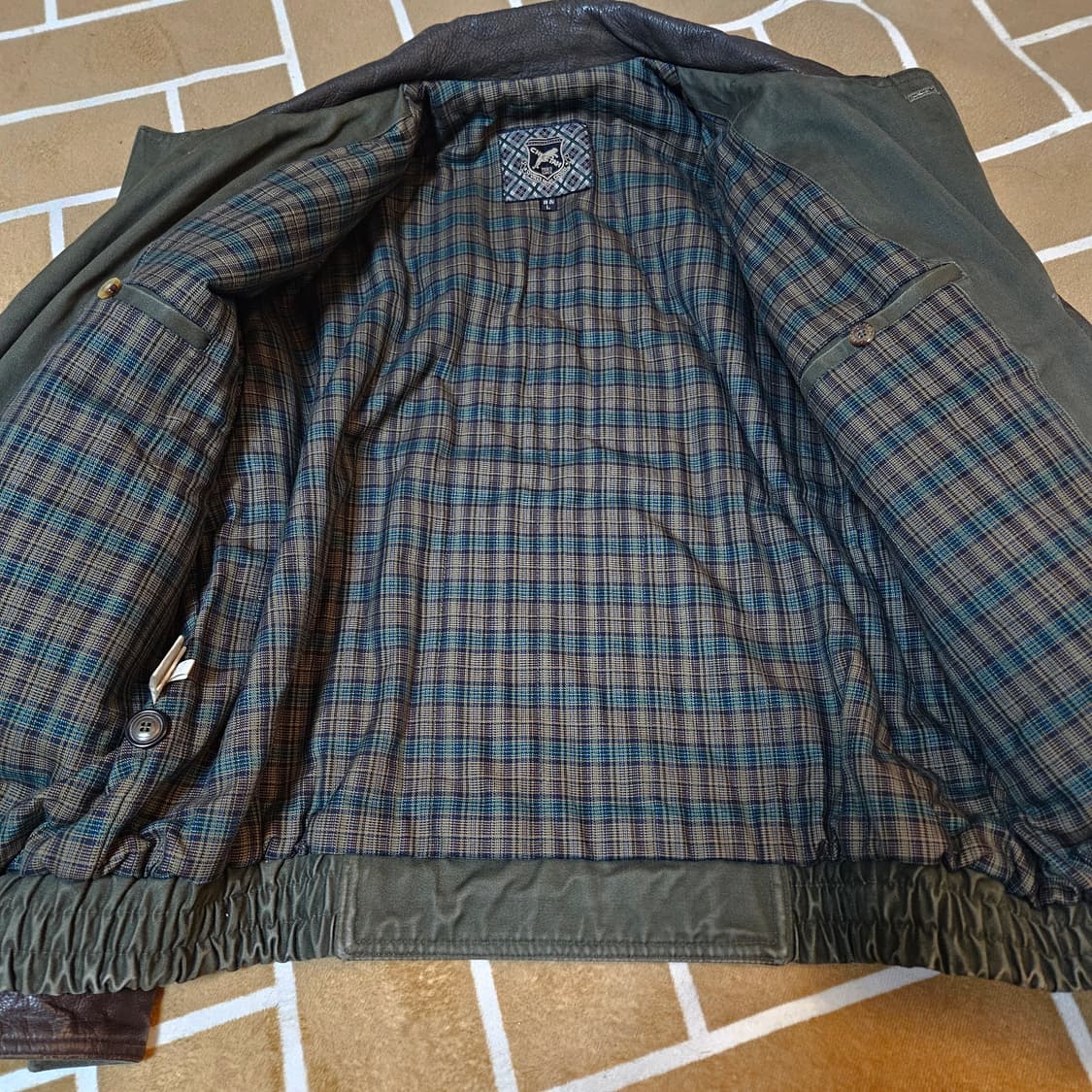 CHEETAN 90's Vintage 벨트 포켓 가죽 블럭 자켓 상품이미지10