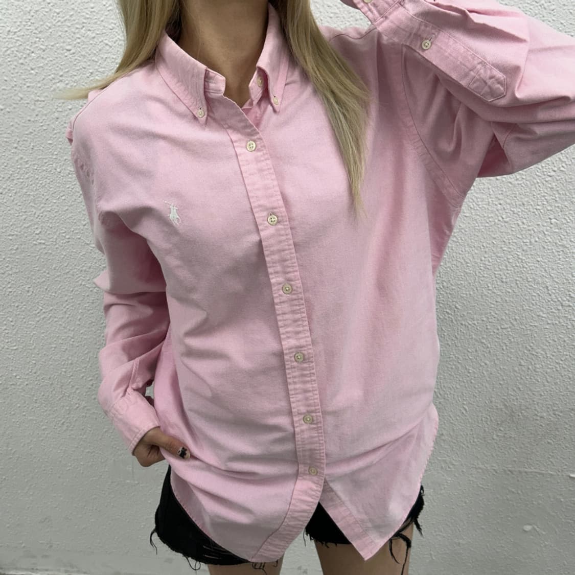 폴로 랄프로렌 화이트포니 딸기우유맛 셔츠 L 상품이미지1