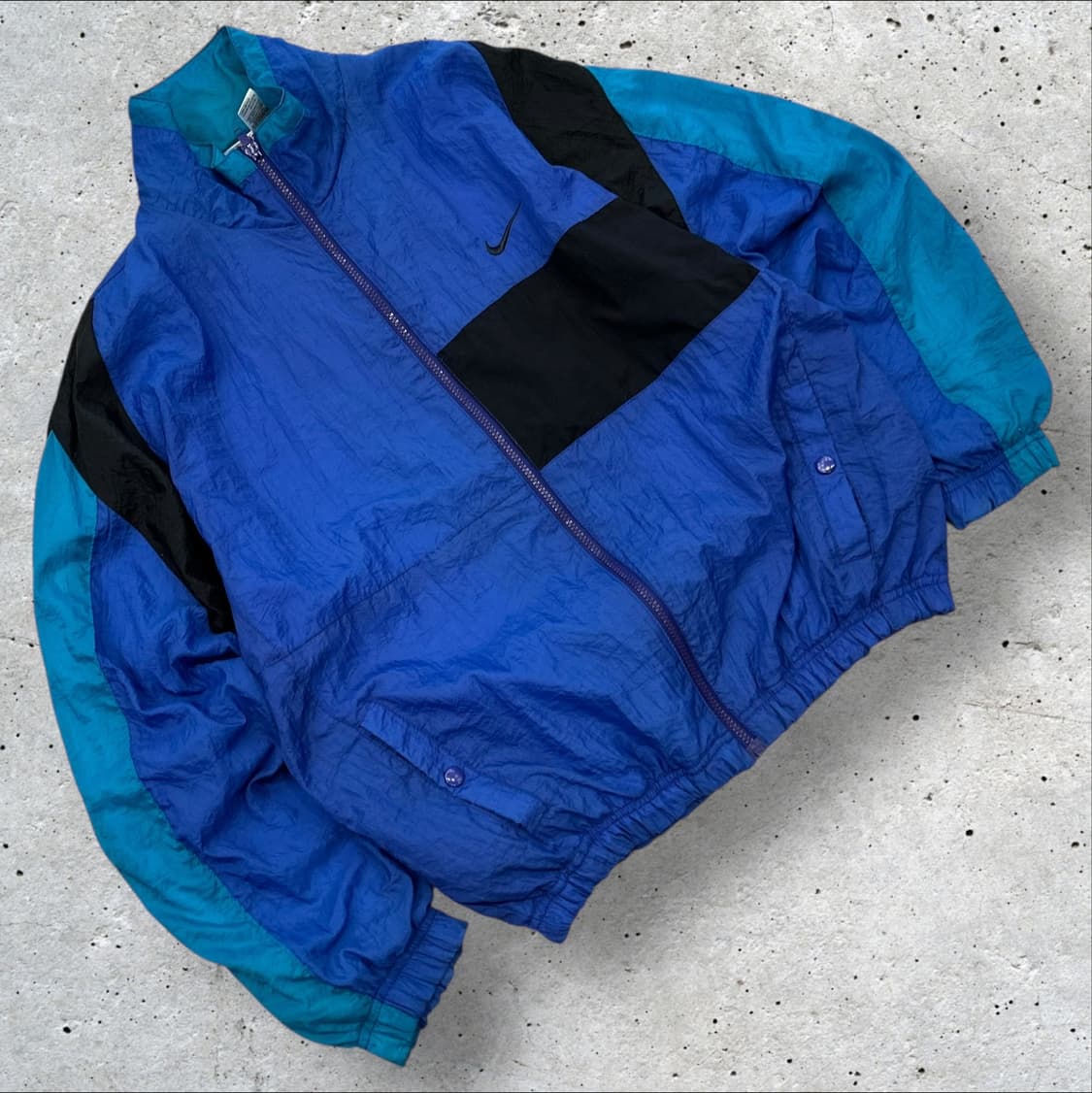 [2XL] 90s 나이키 올드스쿨 바람막이 블루/블랙 배색 B77 상품이미지1