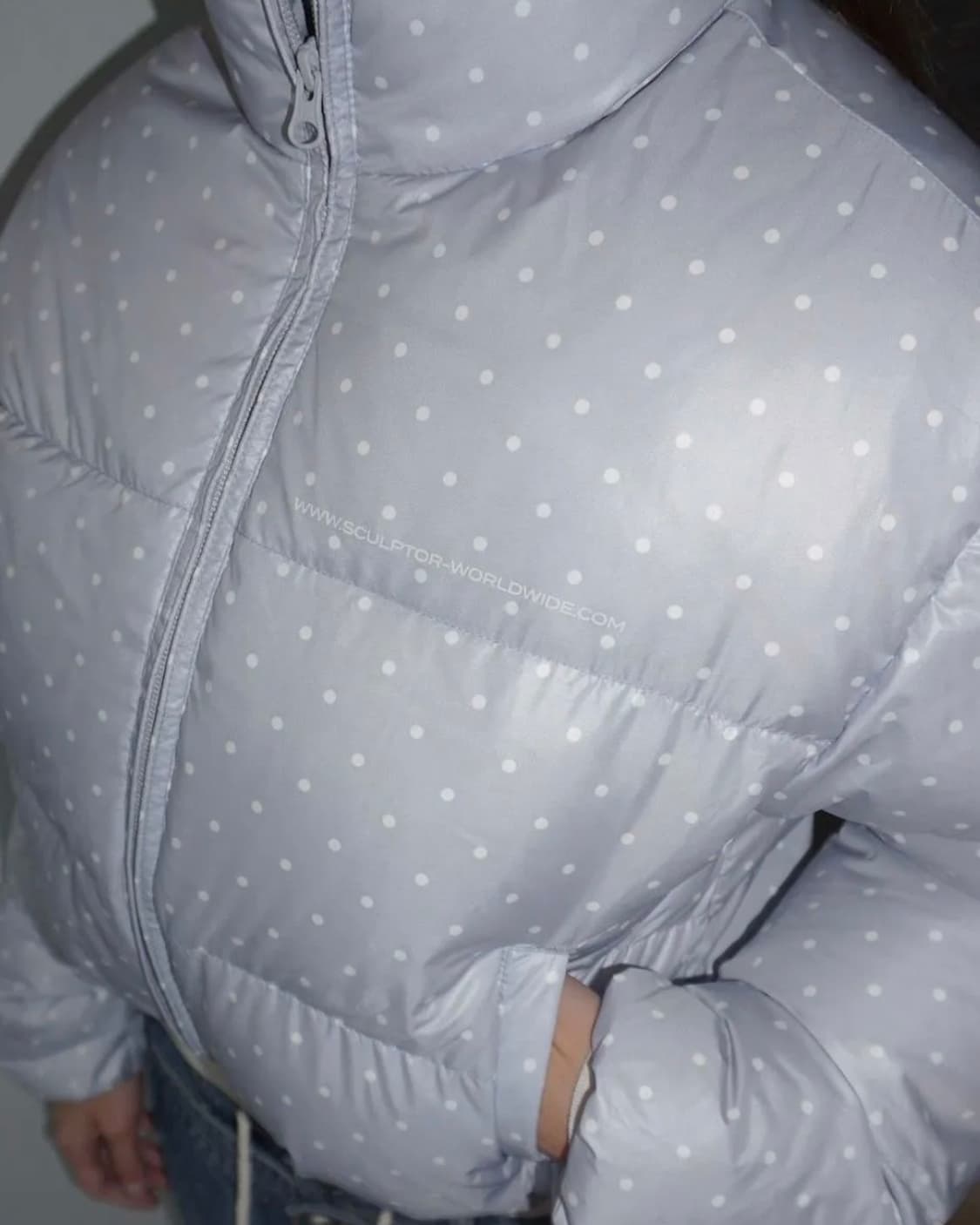 스컬프터 Polka Cropped Puffer 폴카도트 패딩 베이비블루 상품이미지3