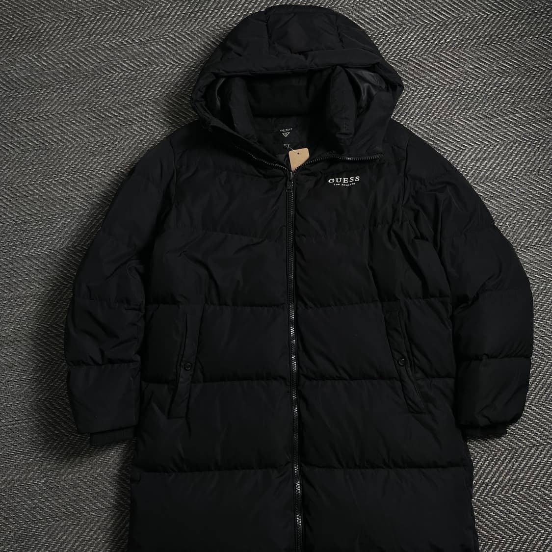 게스 덕다운 후드 롱패딩 블랙o 4729 상품이미지1