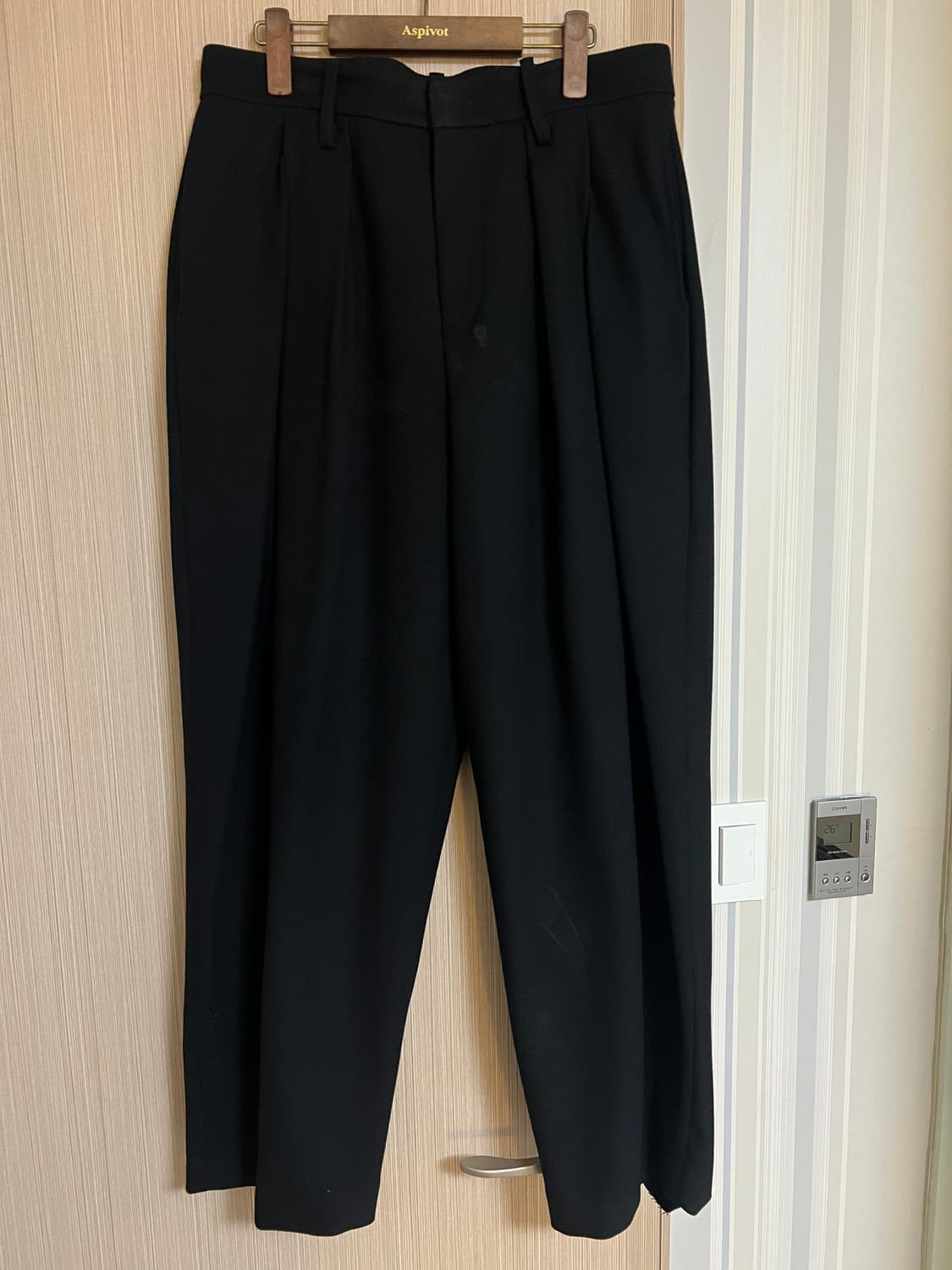 L 에스파이벗 맥시멀 드레이퍼리 인버티드 턱 와이드 슬랙스 블랙 상품이미지2