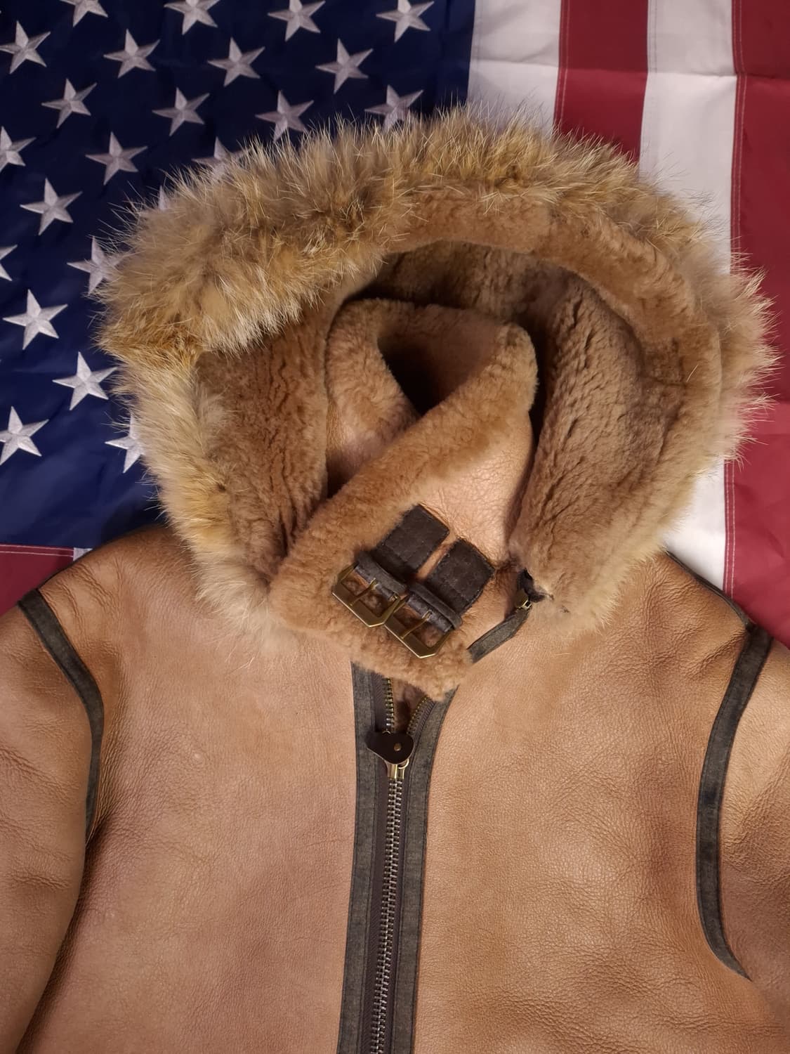 90's 국내산 미공군 B-3 TYPE 천연가죽 항공 폭격기 무스탕 상품이미지2