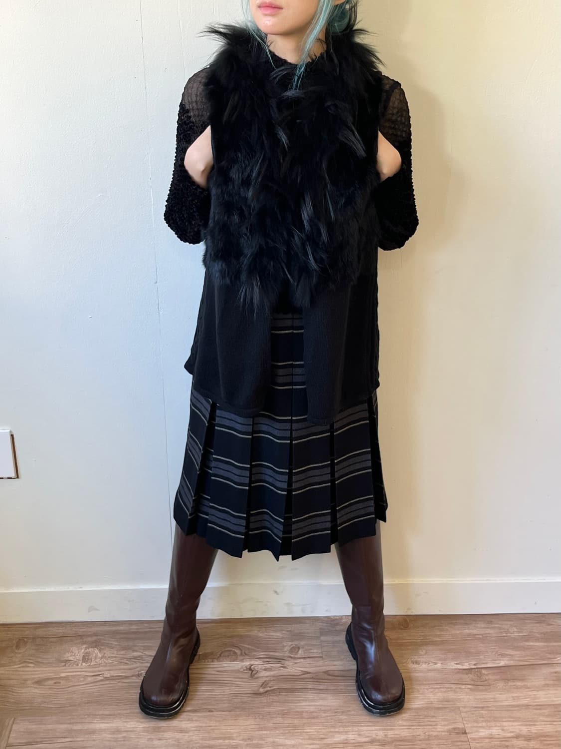 GYESSO 라쿤 퍼 베스트 자켓  상품이미지8