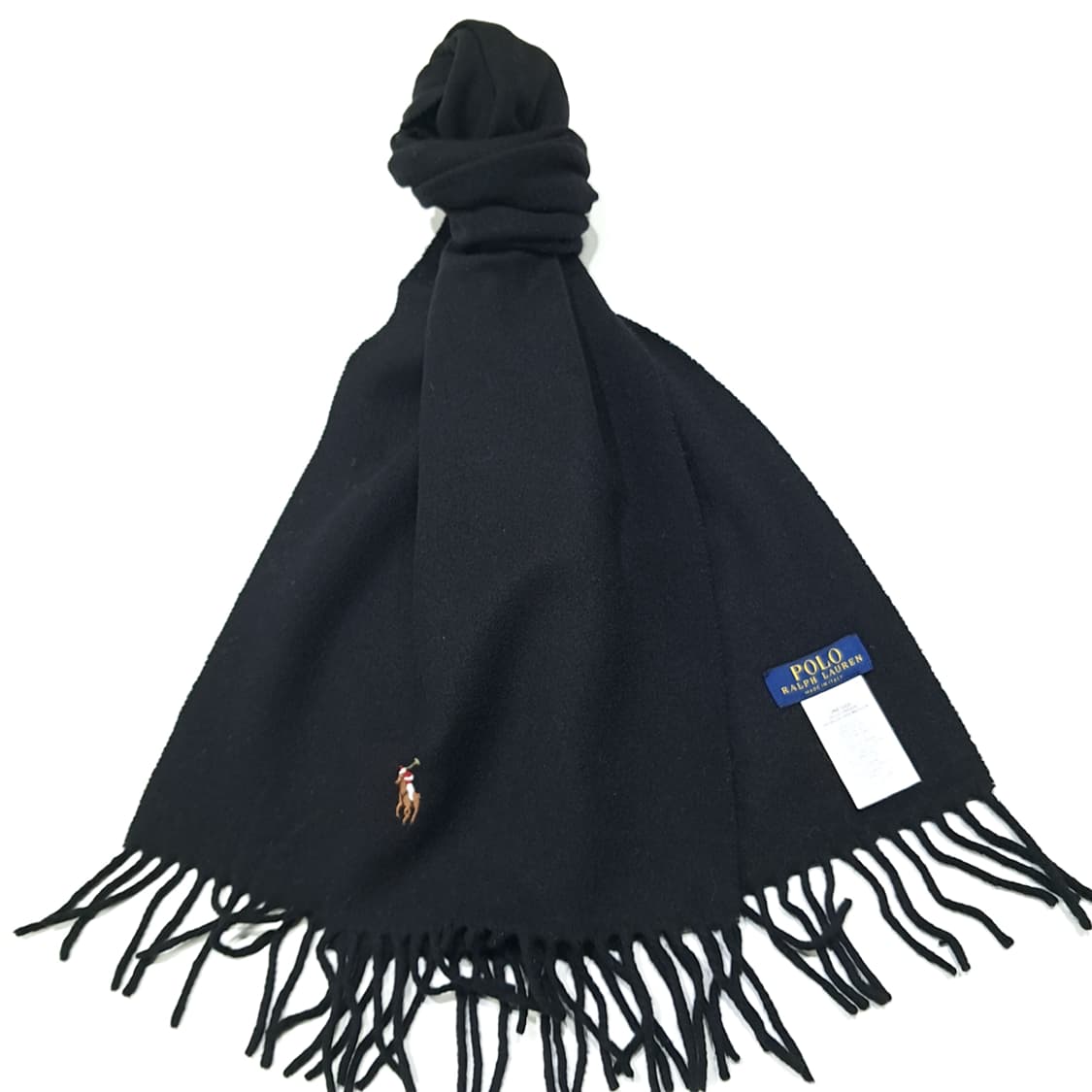 MX566 폴로 이태리판 울 멀티포니 블랙 머플러 목도리 상품이미지2