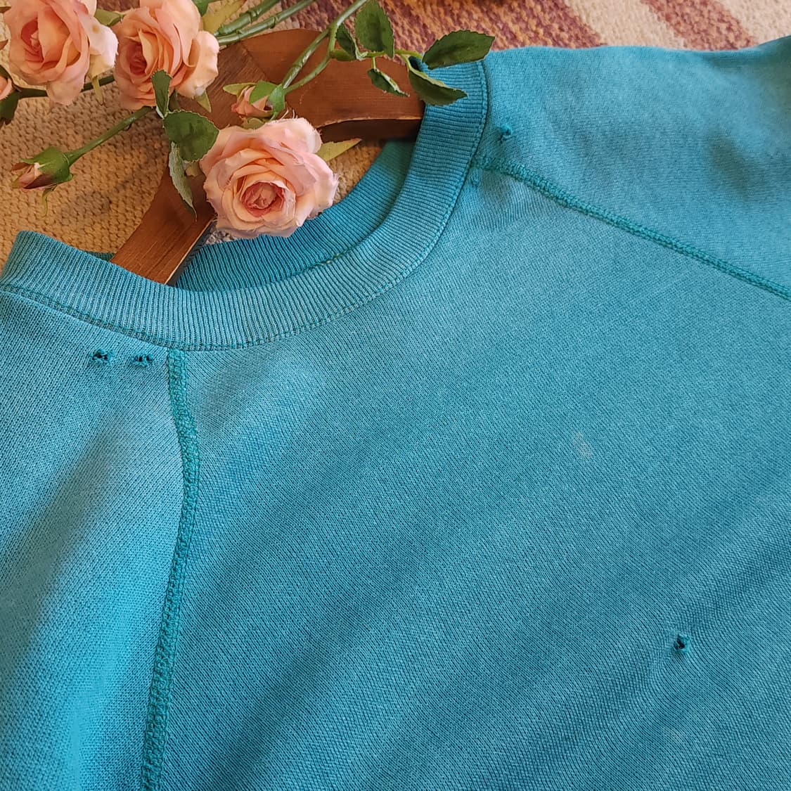 90s Tultex 빈티지 스웻셔츠 플레인 스웻셔츠 그린 썬 페이딩 L 상품이미지10