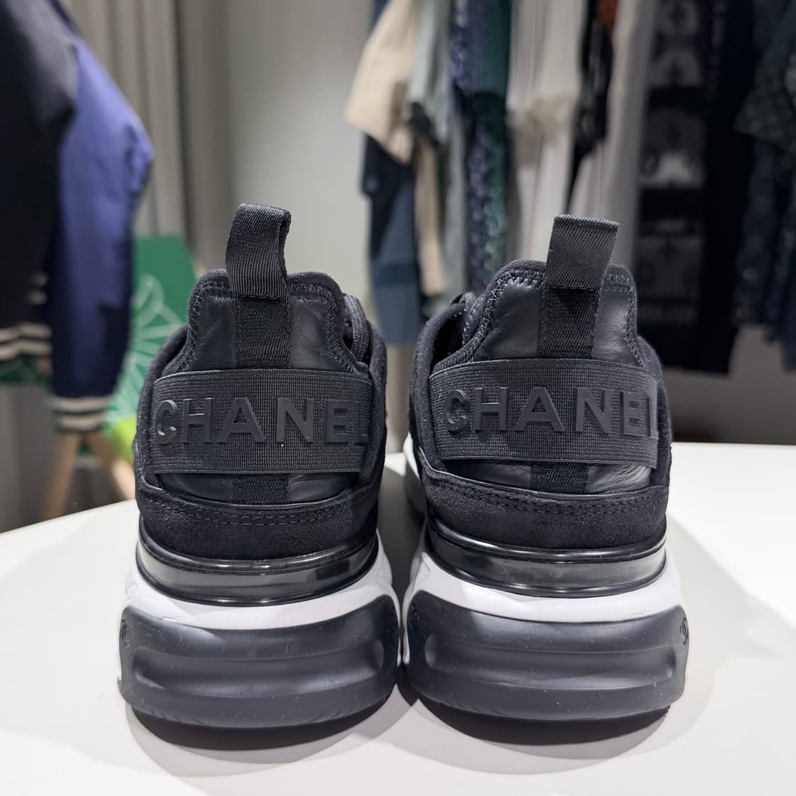 (A/40) / 샤넬 믹스드 파이버 패브릭 스웨이드 스니커즈 블랙 상품이미지4