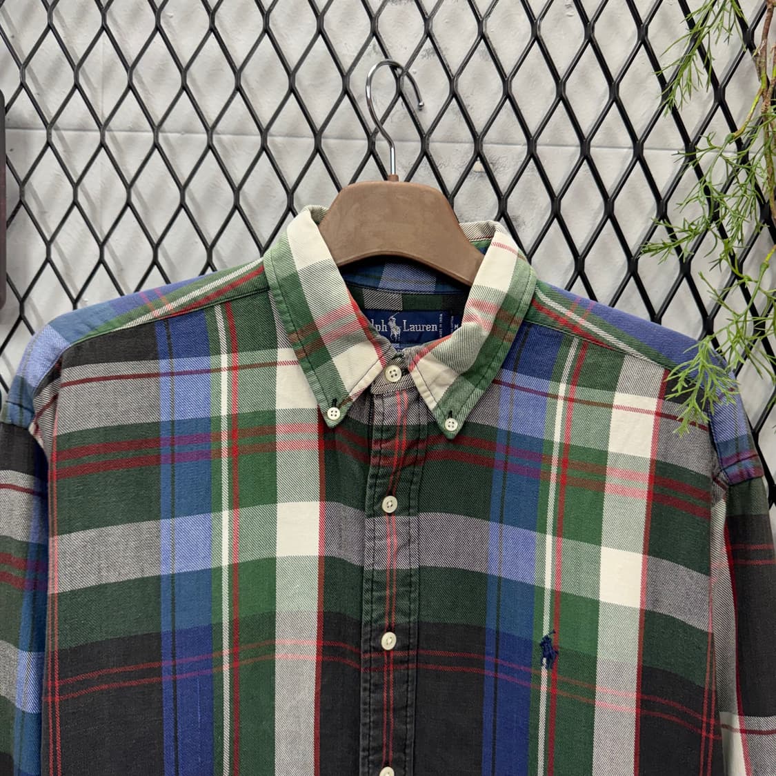 폴로 랄프로렌 멀티컬러 긴팔 체크 셔츠 네이비 포니 로고 포인트 상품이미지3