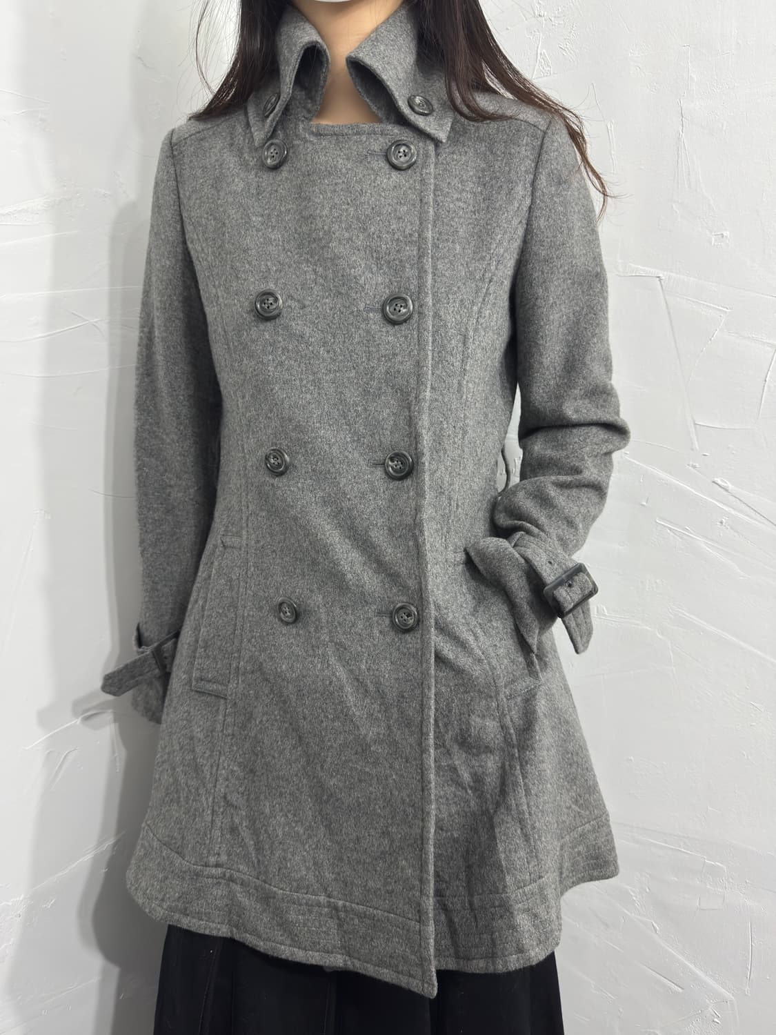 gray button cashmere coat 상품이미지1