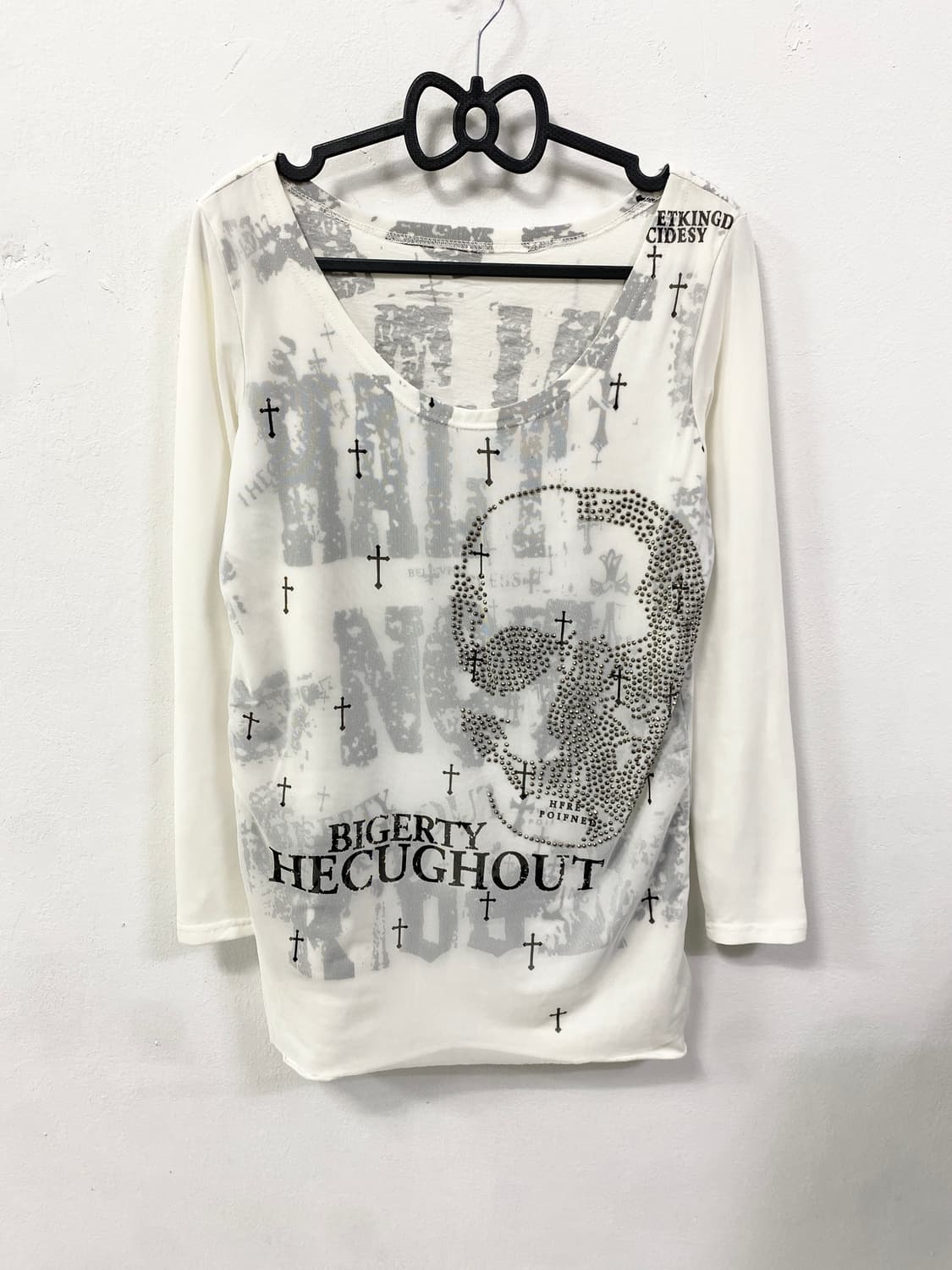 [GIRLS TEES] 스컬 큐빅 고딕 레터링 롱슬리브 상품이미지5