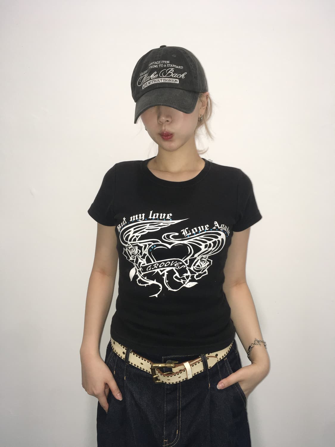 jpn vintage punk beads printing t shirt 상품이미지1