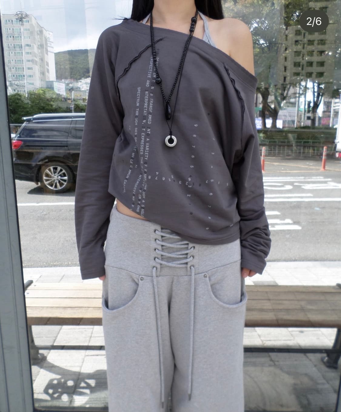 0104 공일공사 레이스업 와이드 스웻 팬츠 트레이닝 팬츠 상품이미지2