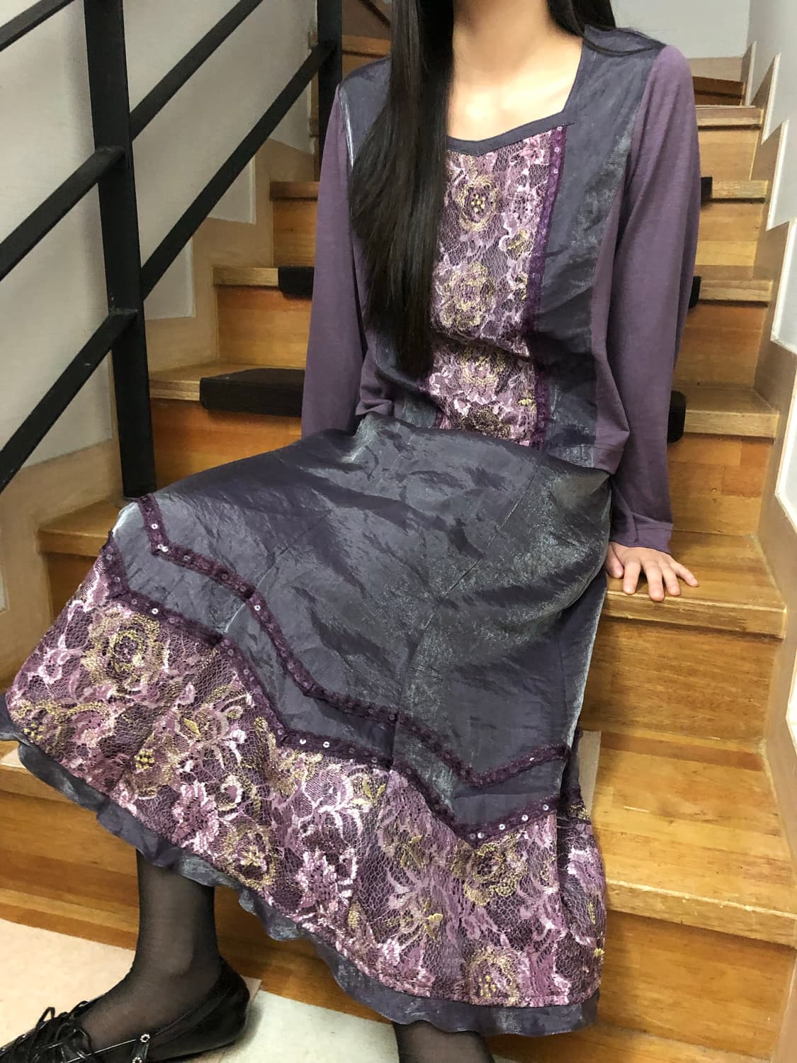 빈티지 퍼플 오리엔탈 셋업 상품이미지2