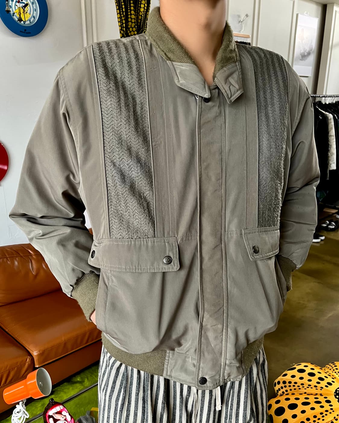 -90s Man Photo Knit Trim Bomber Jakcet 상품이미지2
