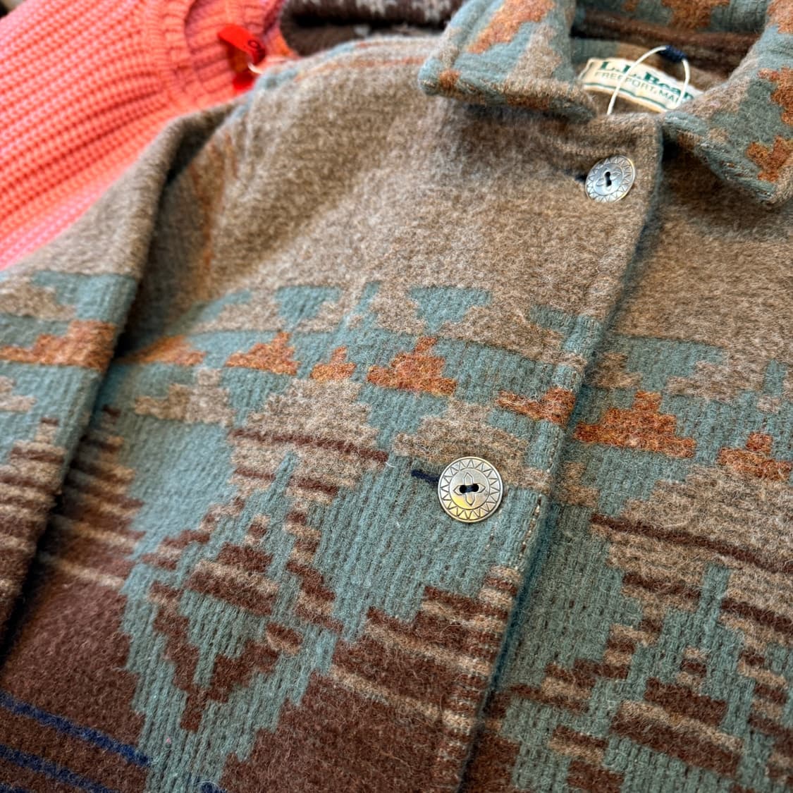 엘엘빈 나바호 패턴 에스닉 버튼 울 자켓 코트 S M 상품이미지4