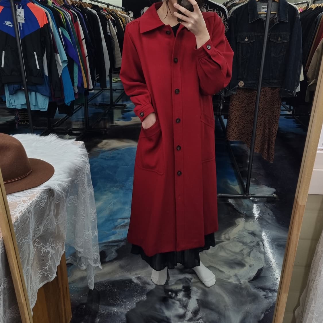 입생로랑 레드 롱코트 1707 상품이미지2