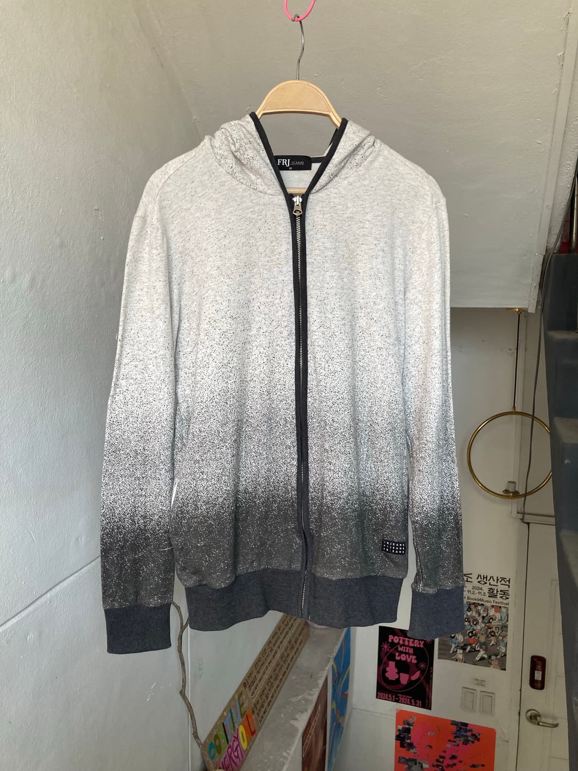 빈티지 워싱 차콜 후드집업 상품이미지1