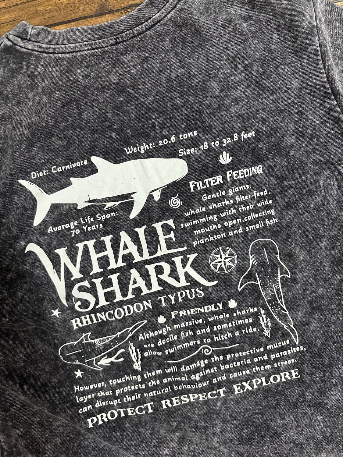 고래상어 그래픽 빈티지 티셔츠 L 상품이미지4