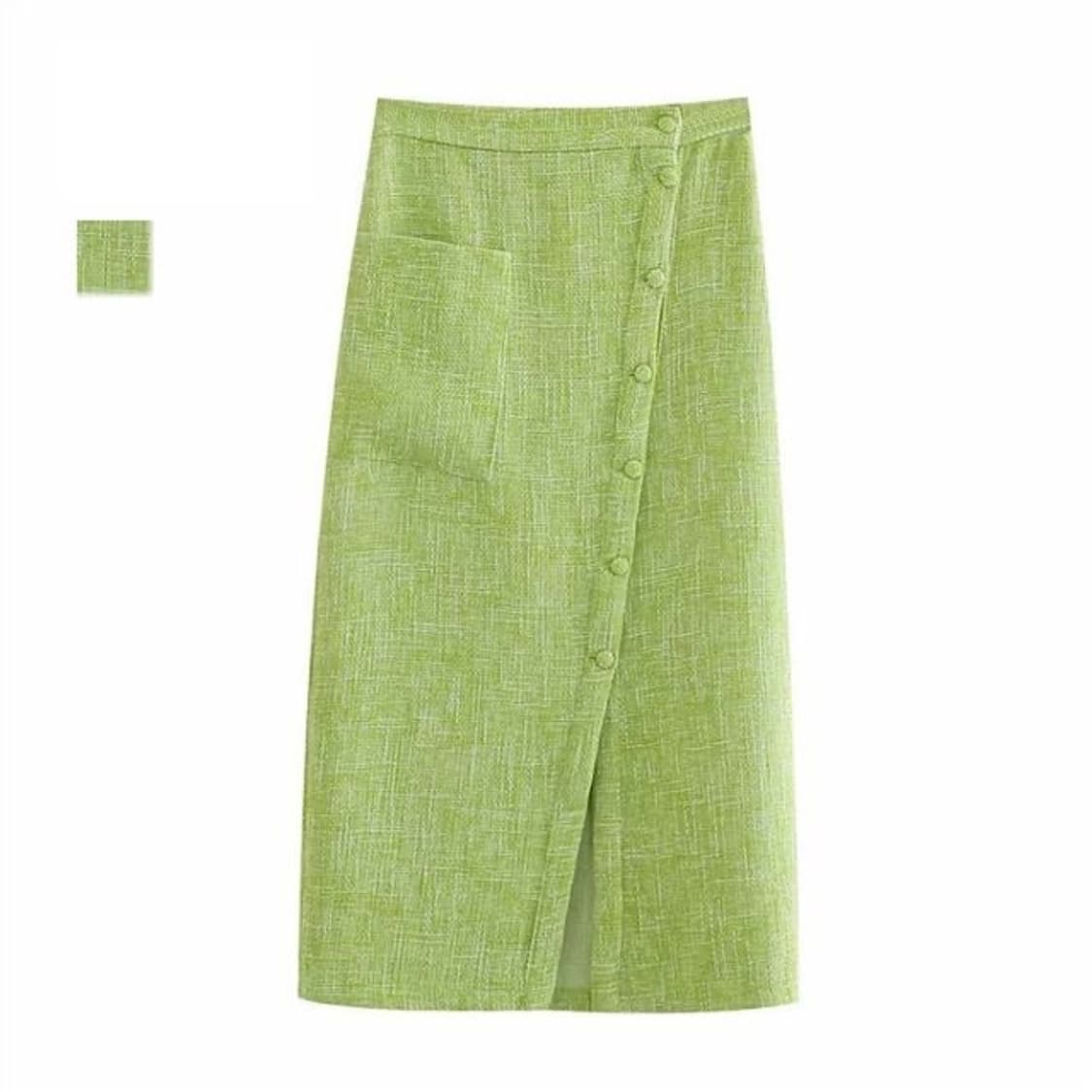 자라 트위트 미디 스커트 라임그린 M 상품이미지1