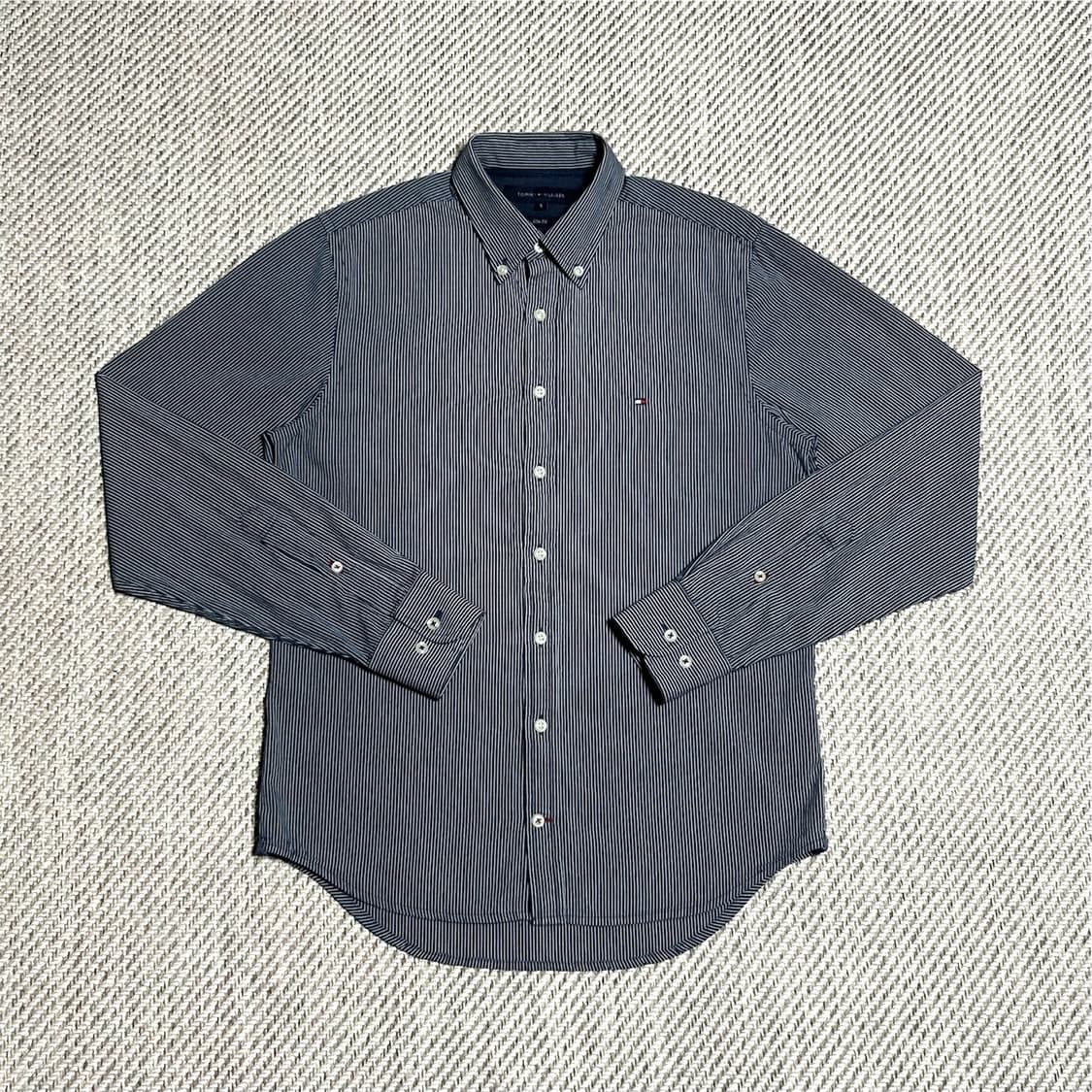 [S] Tommy 타미힐피거 네이비 스트라이프 셔츠 상품이미지1