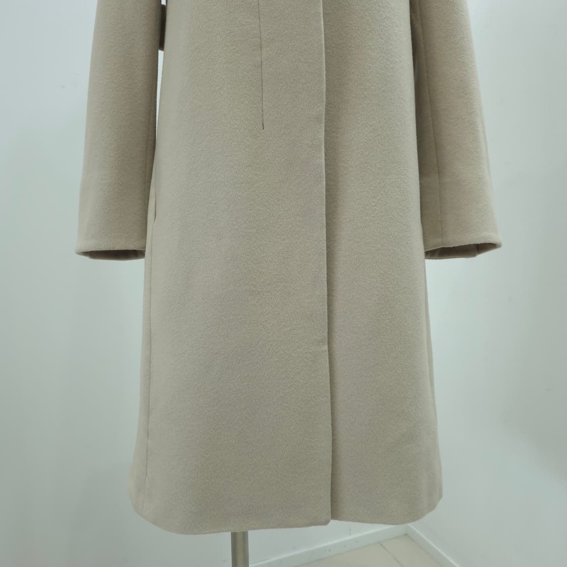 SANYO 무드베이지 울 혼방 히든버튼 롱 코트 상품이미지5
