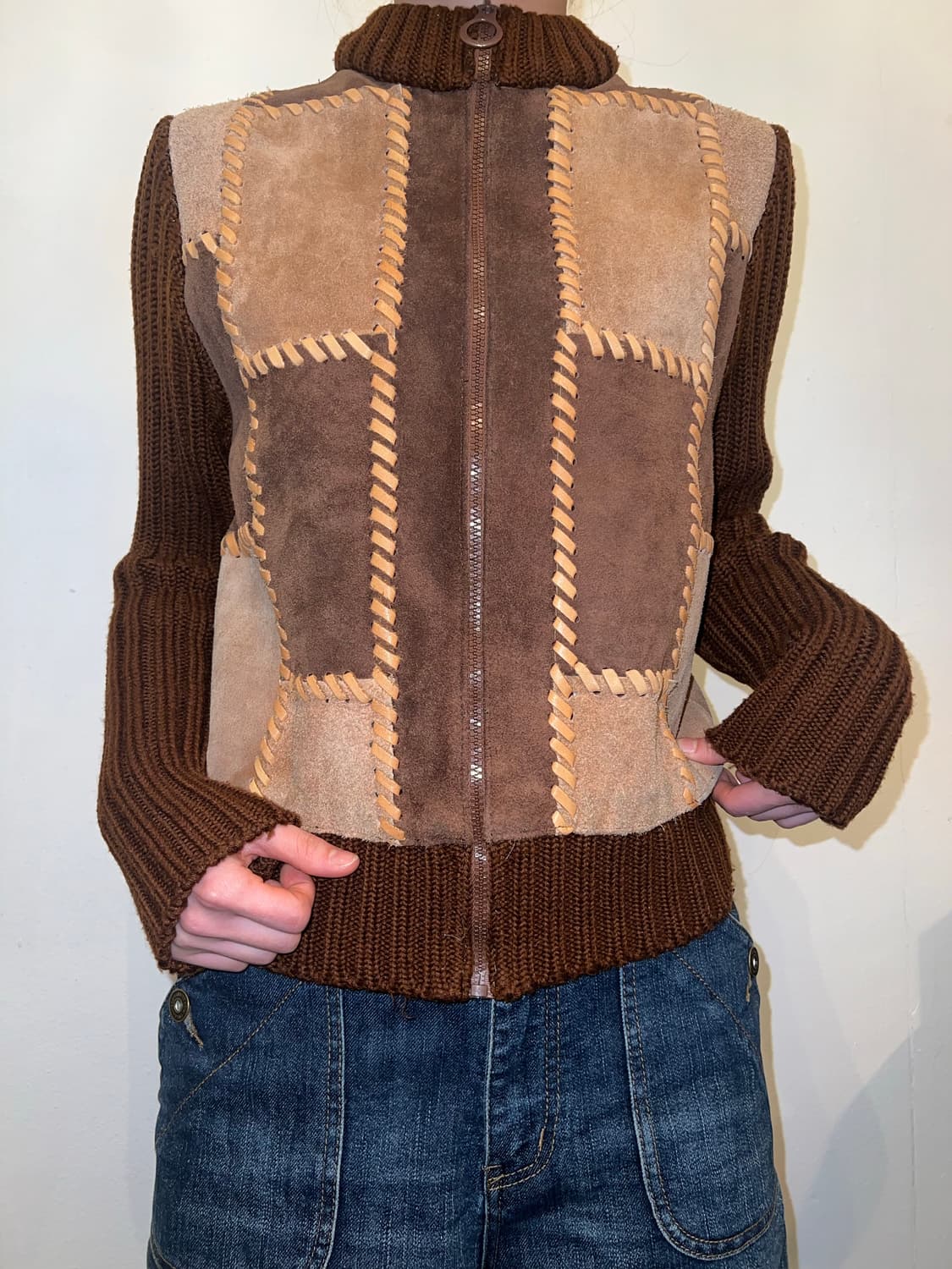 Suede Patch Knit Jacket  상품이미지2