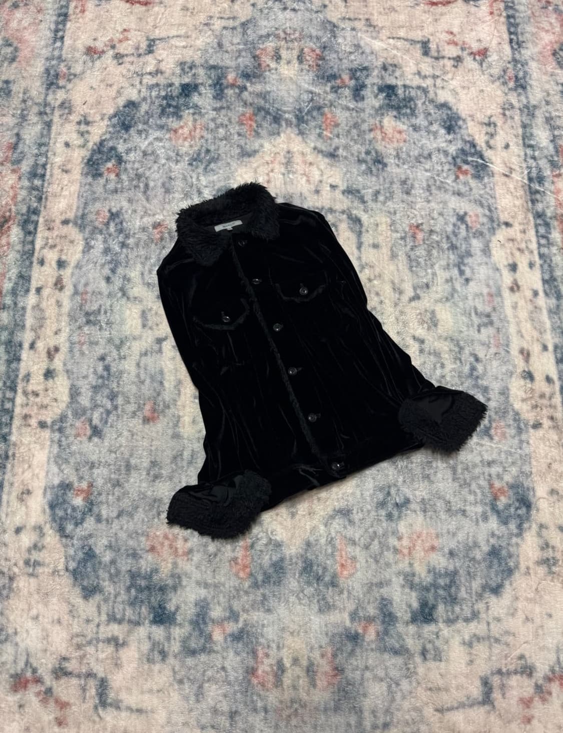 Abahouse fur trimming velour shirts 상품이미지1