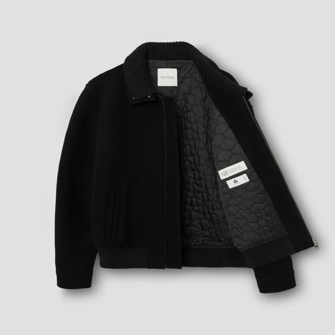 넌블랭크 니트칼라 울 블렌드 숏자켓 블랙 새상품 상품이미지3