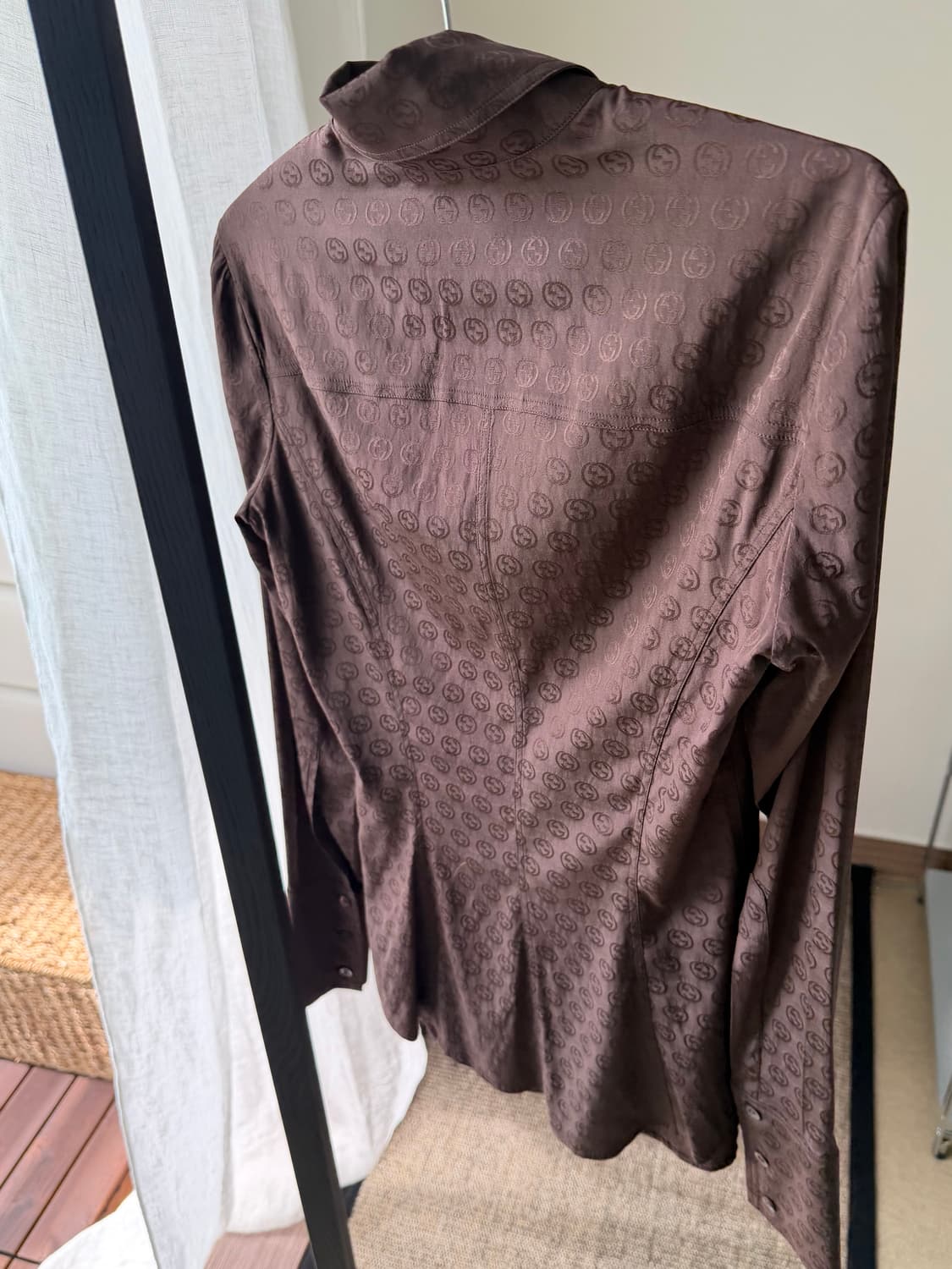 구찌 silk brown logo shirts 상품이미지5