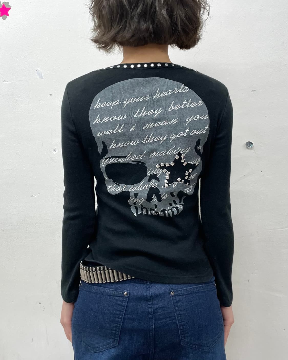 Big Skull Stud Black Long Sleeve  상품이미지1