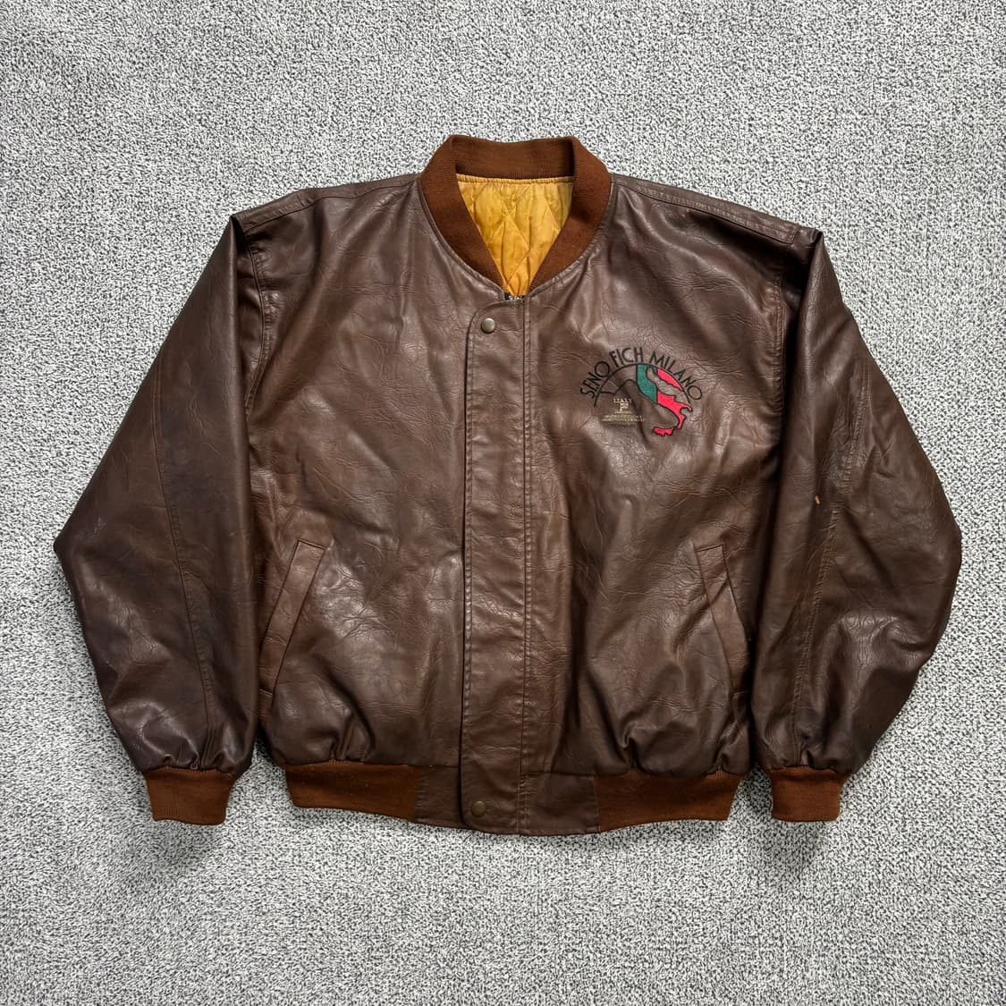 빈티지 세노 피치 밀라노 빅로고 Genuine Leather 자켓 상품이미지2