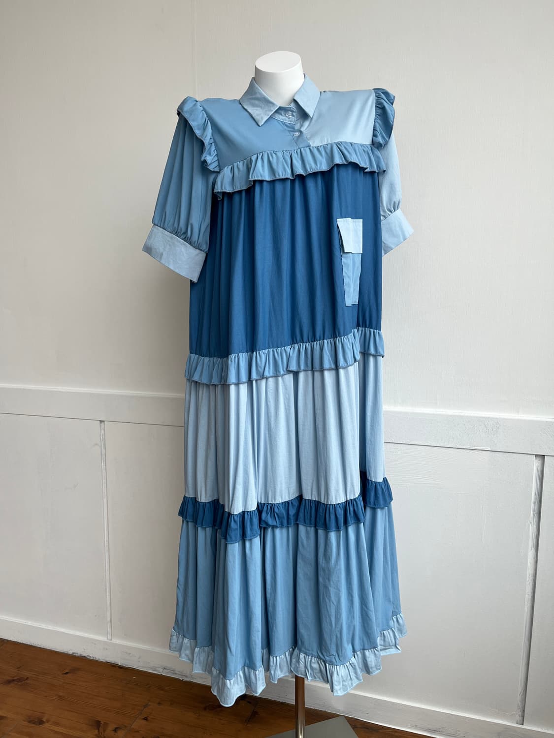 ciady baby 블루 프릴 롱 원피스 상품이미지1