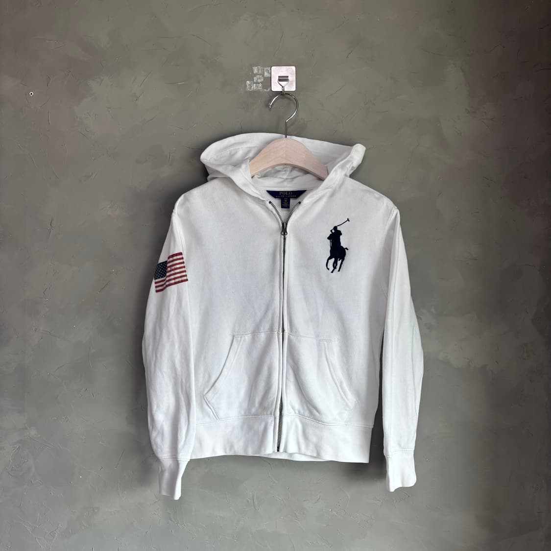 폴로 랄프로렌 빅포니 성조기 후드집업 화이트 상품이미지1