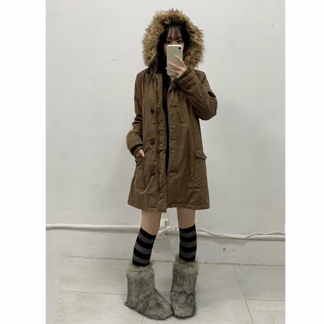 [KOE] 울프죠 y2k 브라운 야상 자켓 상품이미지1