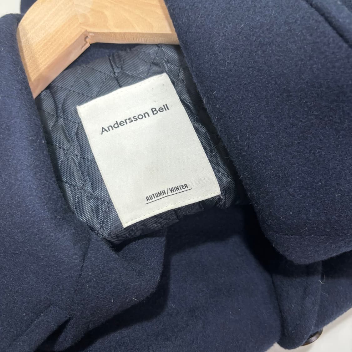 L 앤더슨벨 다크네이비 캐시미어블랜드 더블코트 상품이미지3