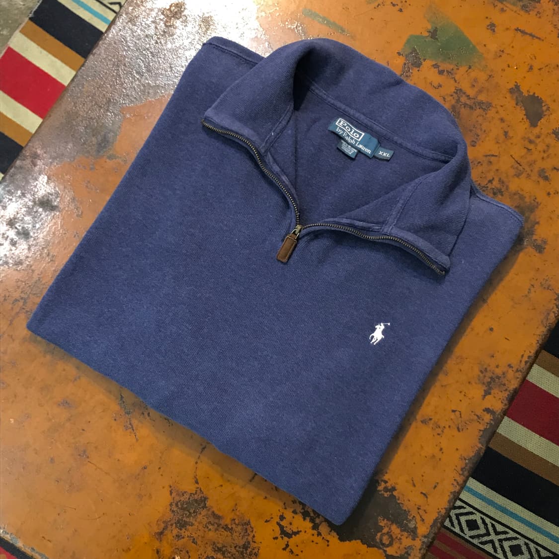 폴로랄프로렌 라이트 네이비 코튼 반집업 풀오버 남성 120 빅사이즈  상품이미지1