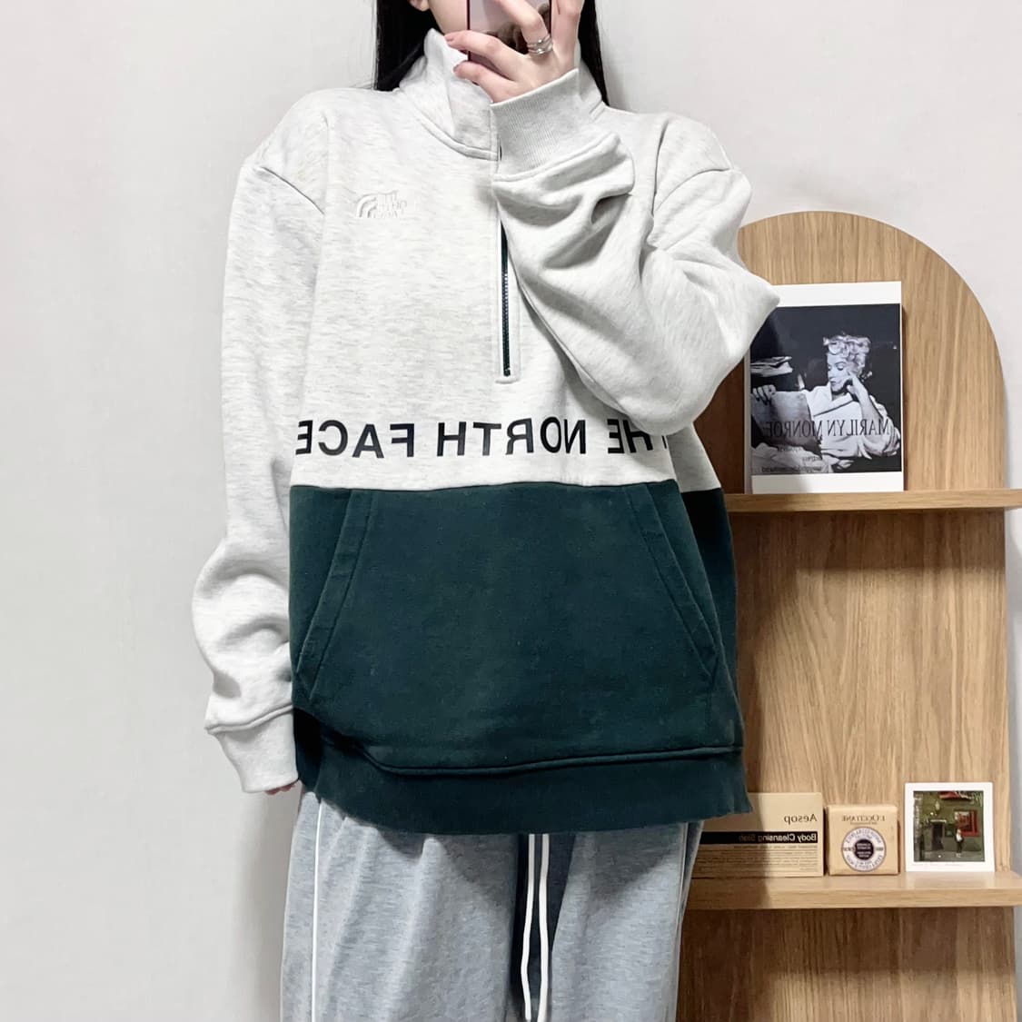 [정품] 노스페이스 그레이 그린 기모 하프집업 [ XL ] 상품이미지2