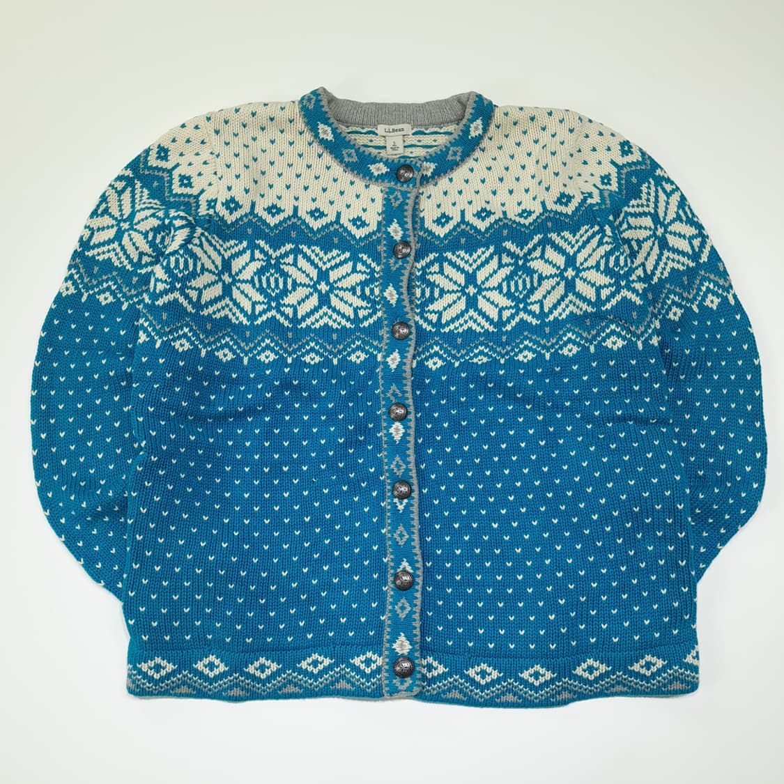 CL312 S 엘엘빈 90s 코튼 노르딕 버드아이 니트 가디건 상품이미지1