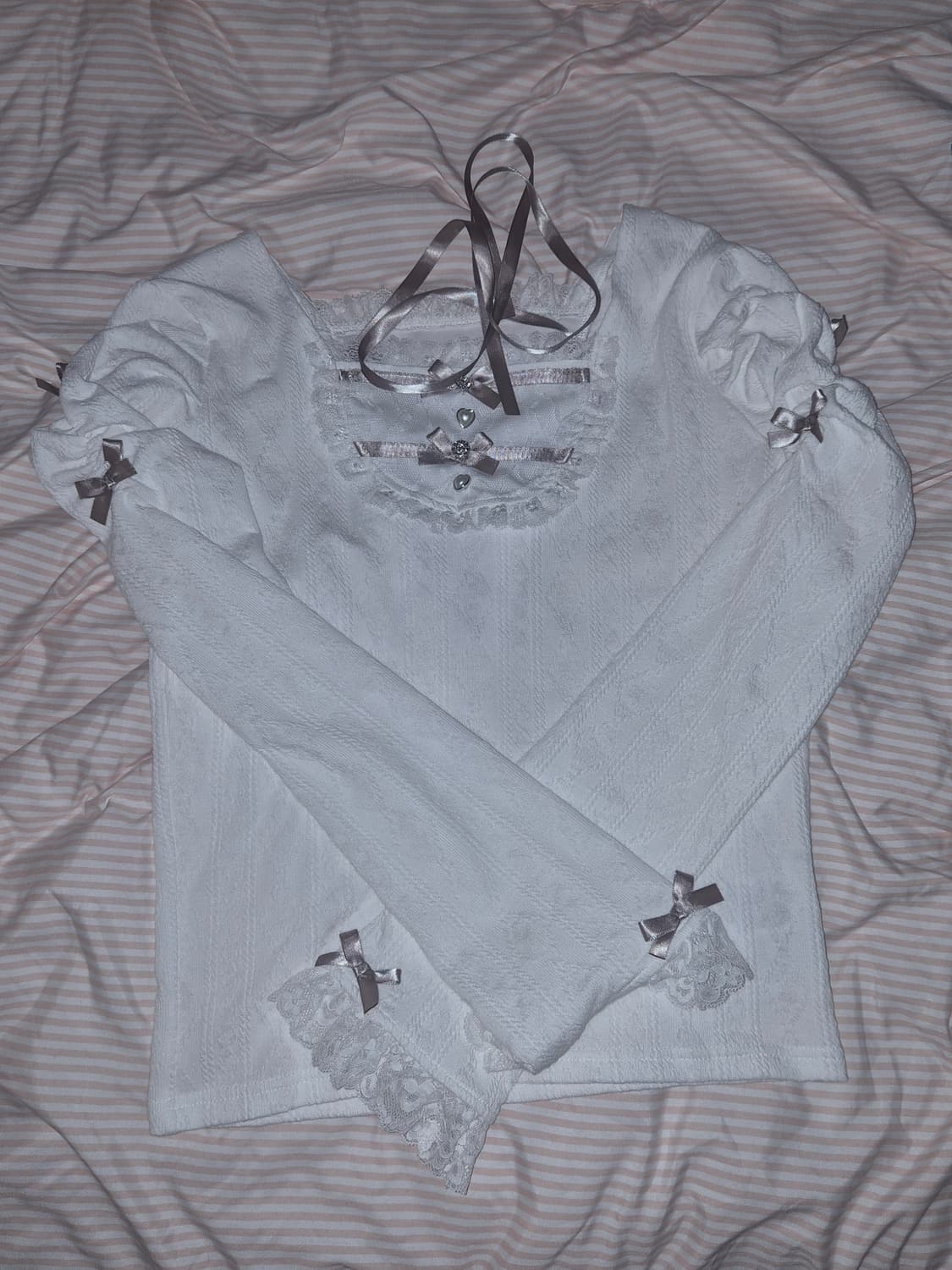 NOÉMIE 아가씨 백 레이스 업 플레어 슬리브 컷 탑 상품이미지4