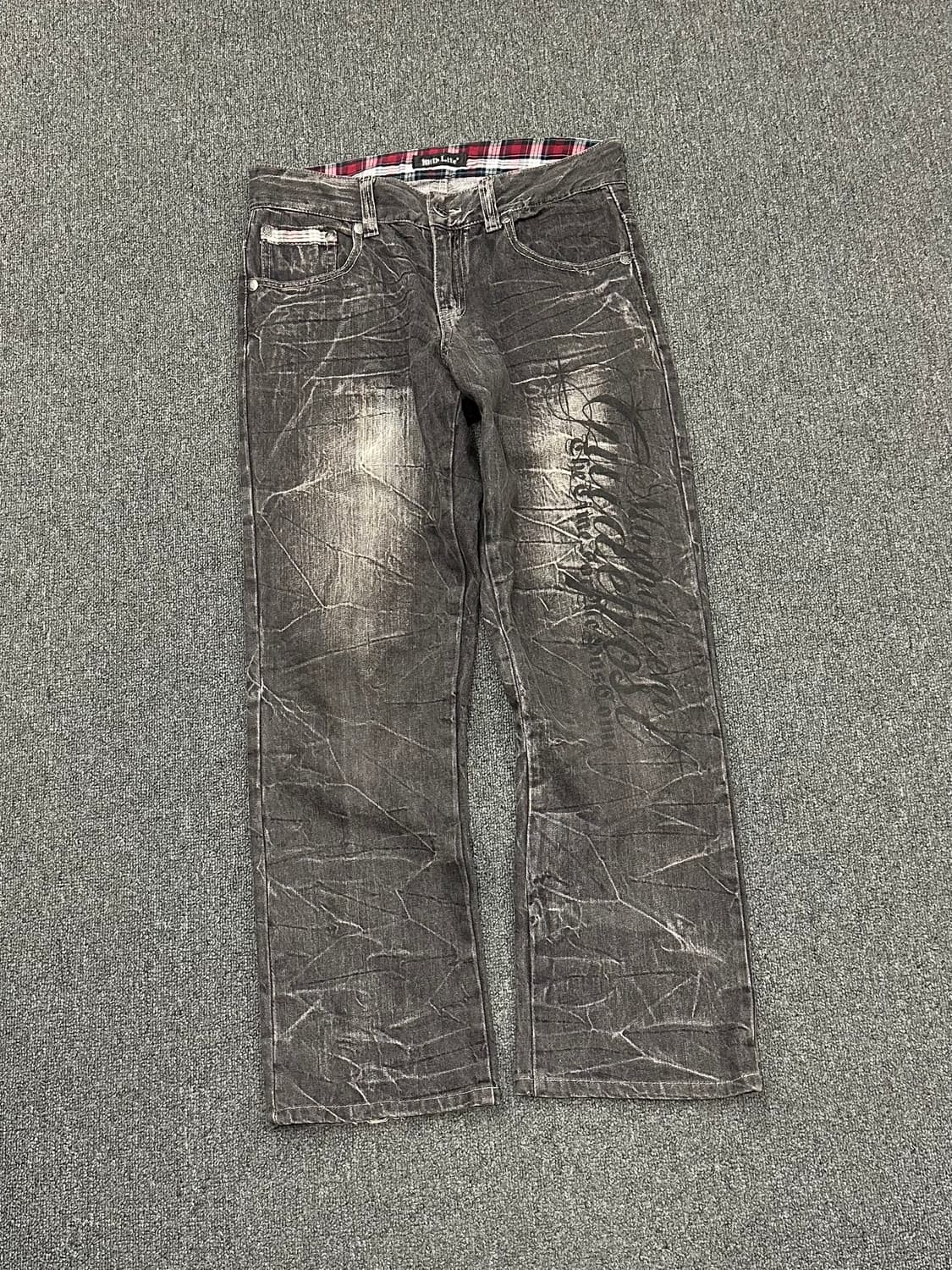 L)Japanese vintage 워싱 흑청 데님 팬츠 상품이미지4