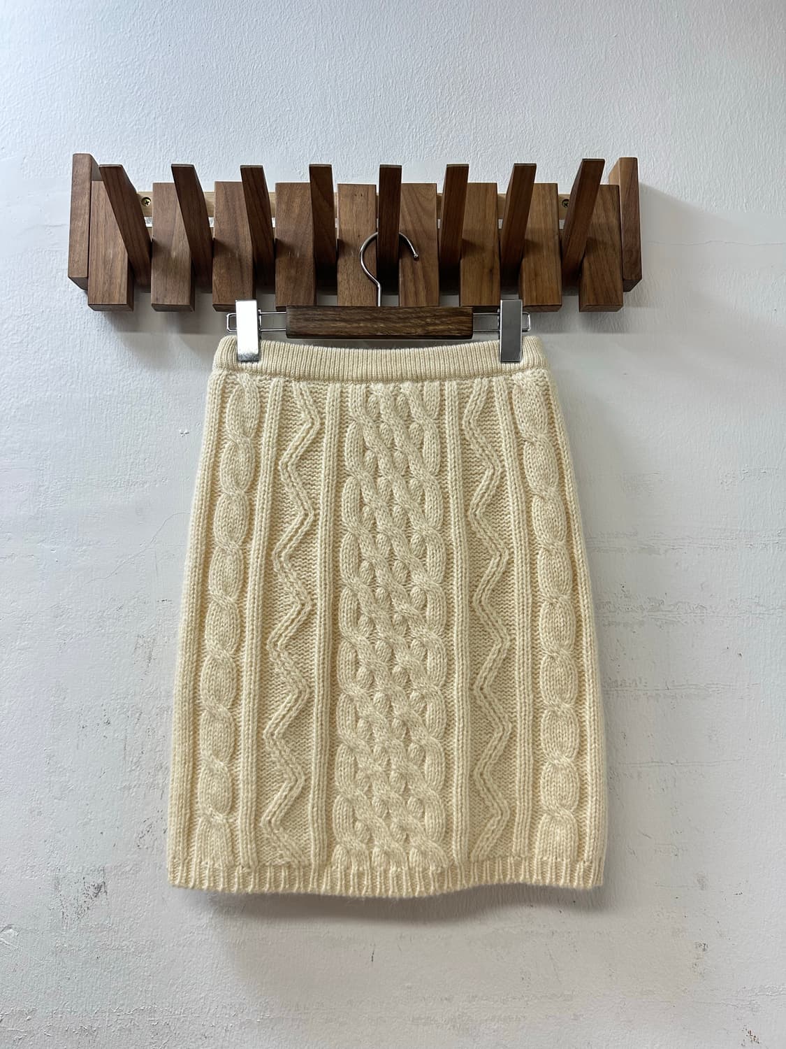 일본빈티지 택있는 새상품 뉴울 100% 케이블 아란 니트 스커트 상품이미지6