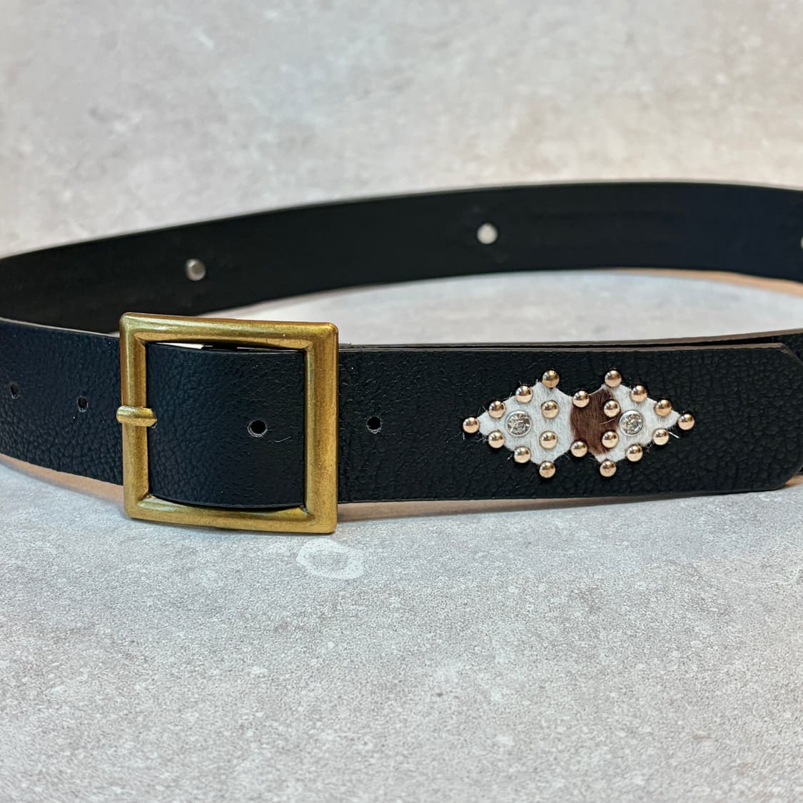 Oribell 에스닉 카우 송치털 애로우 스터드 y2k 웨스턴 가죽 벨트 상품이미지4