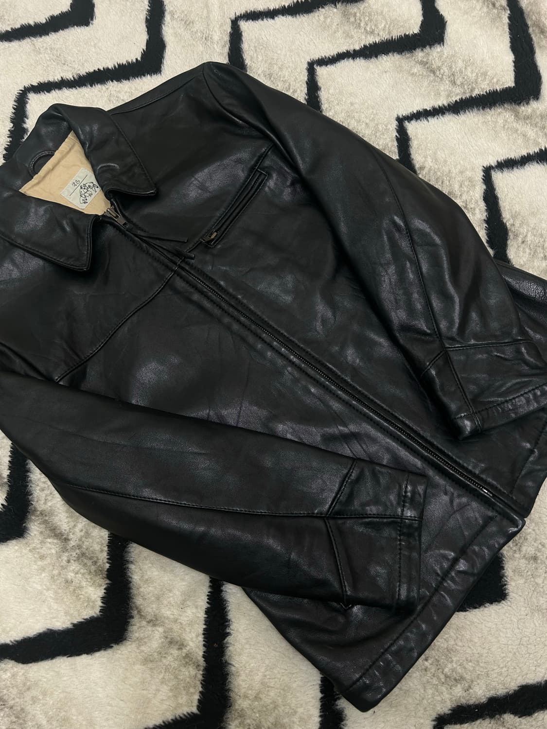 [실측M]빈티지 Made in 벨기에 소가죽 자켓/블랙 상품이미지1