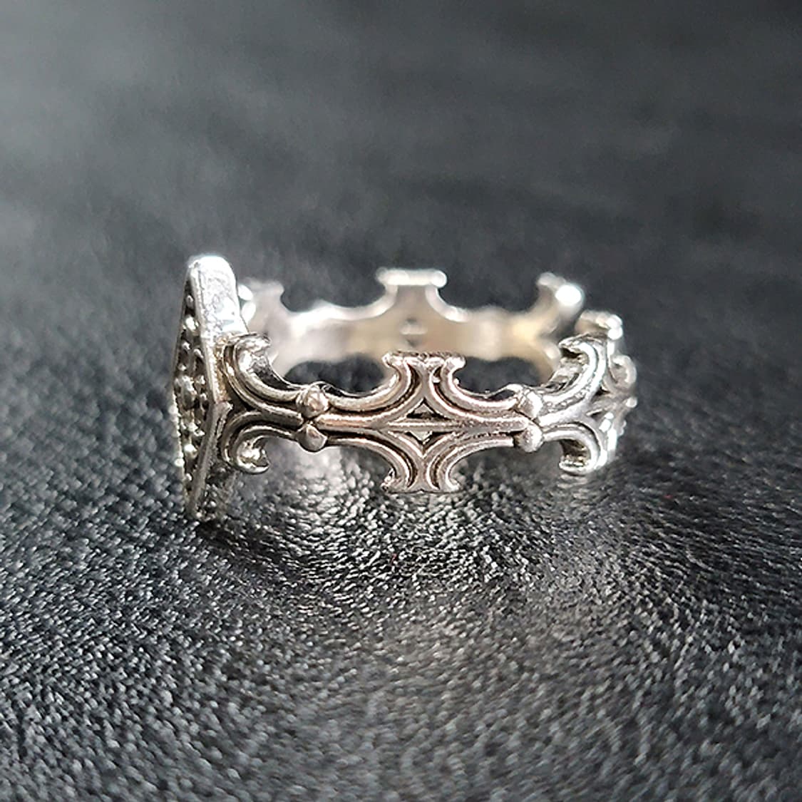 Loxmar 백동 남자 엔틱 빈티지 명품 다이아 꽃 십자가 반지 상품이미지3