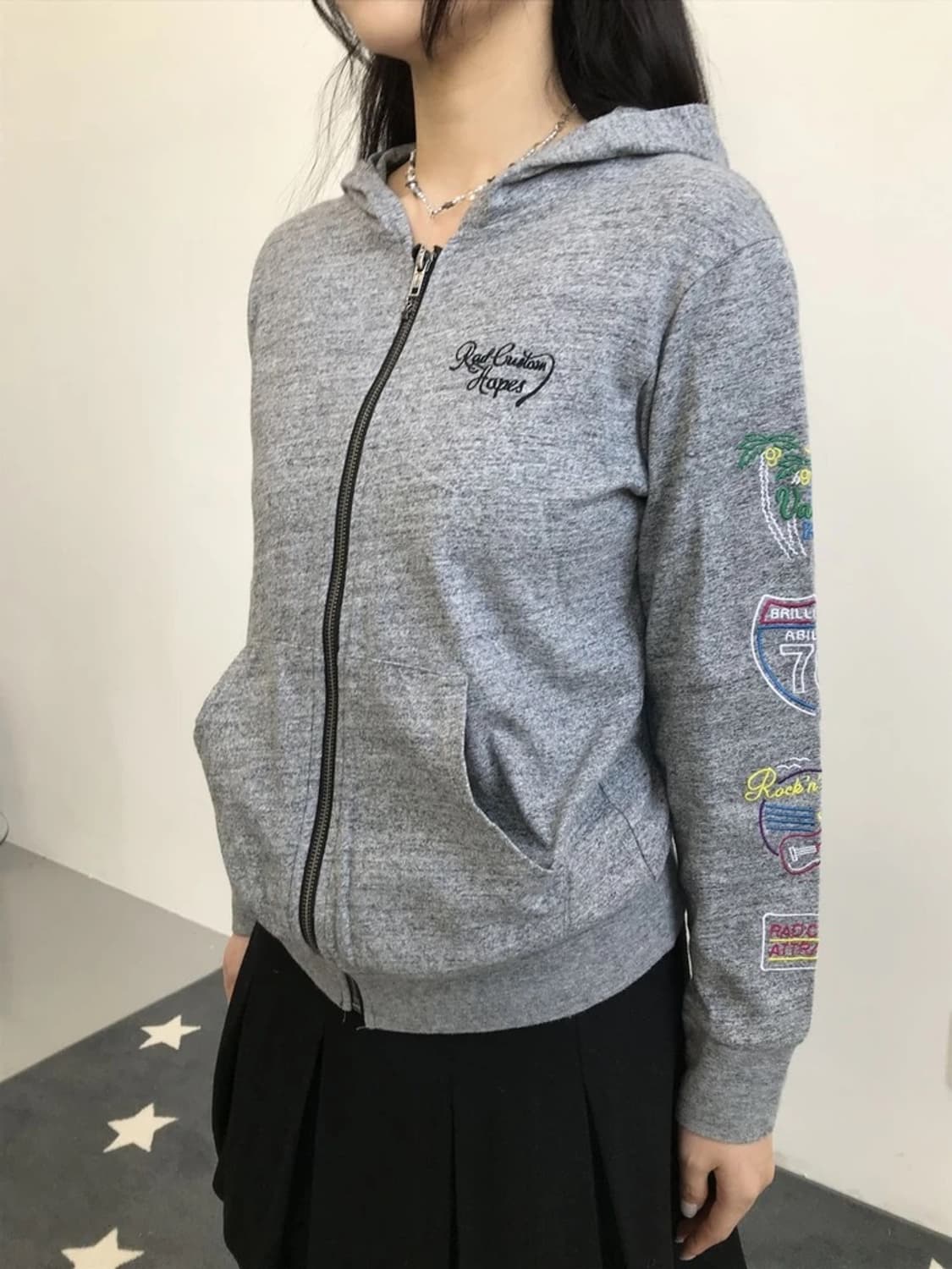 Rad Custom Sleeve Print Zip Hoodie 상품이미지3