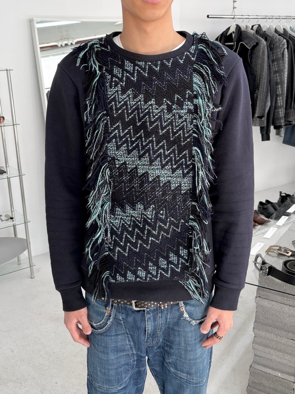 요시오 쿠보 프린지 니트 스웨트 롱 슬리브 상품이미지2