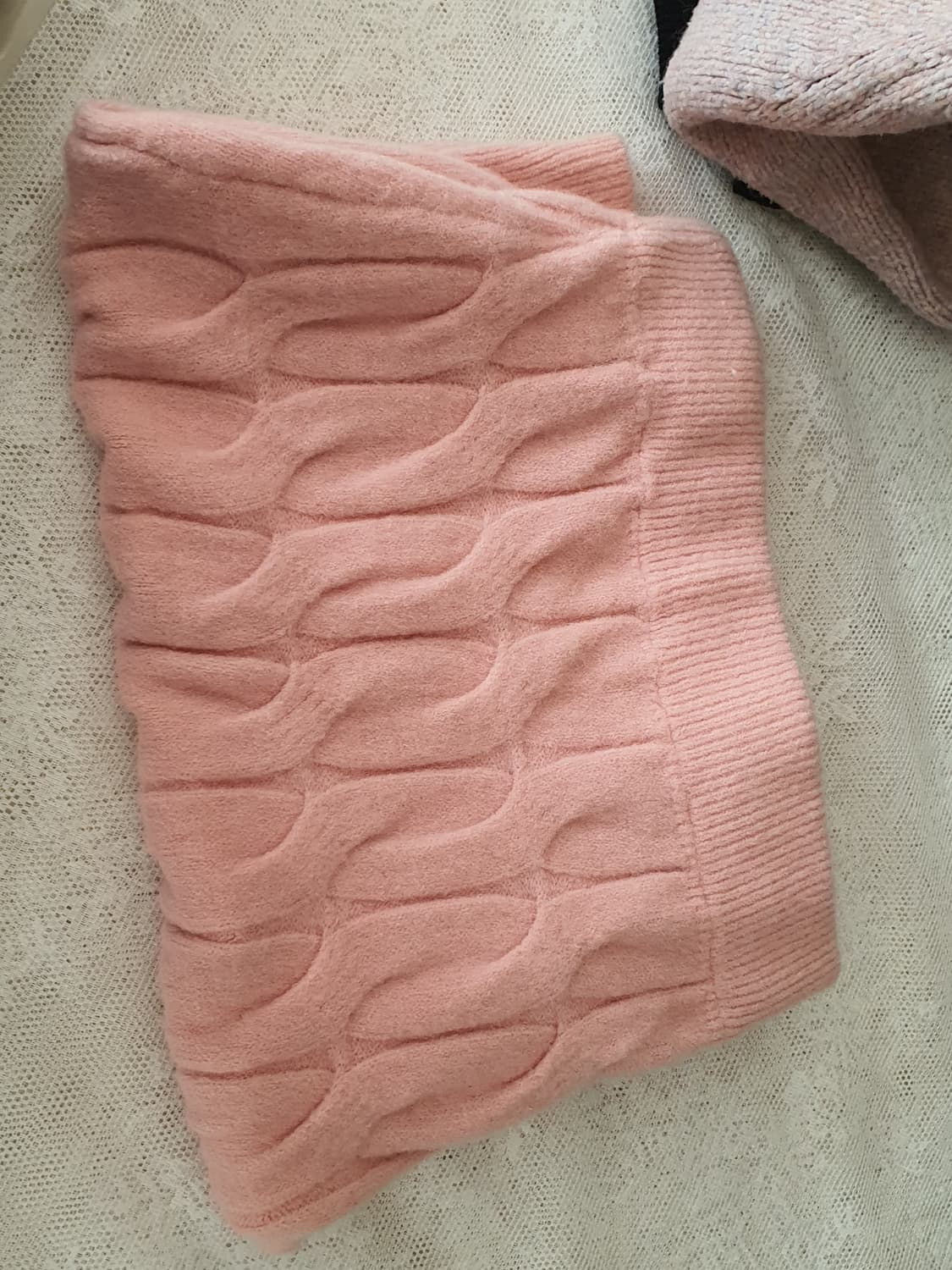 [빈티지] 핑크 케이블 니트 미니 스커트 발레코어 상품이미지5