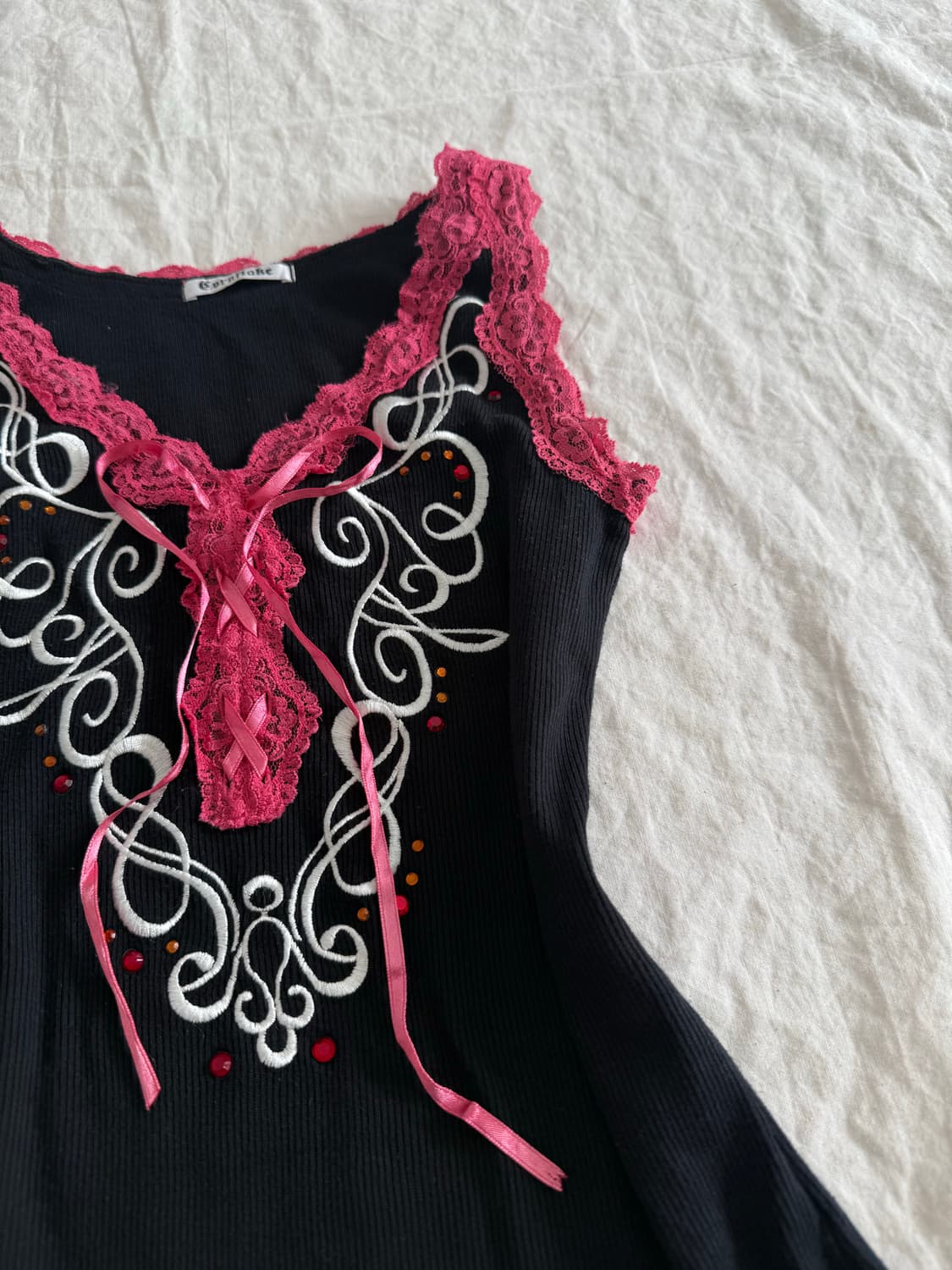 딱붙 갸루 00‘s y2k 골지 슬리브리스 상품이미지4